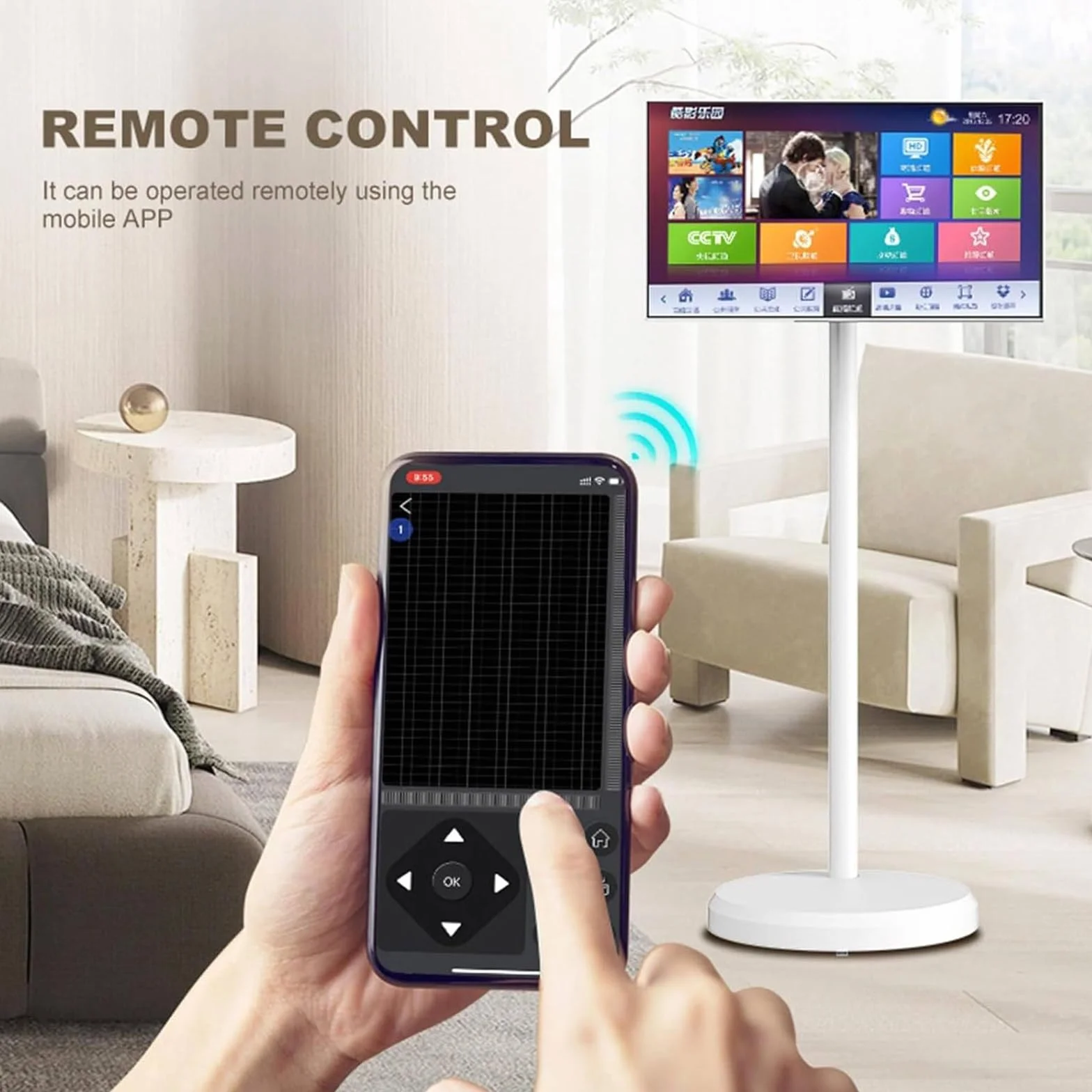 TV Portatile Mobile,Monitor Intelligente Portatile 21,5/24/24/32 Pollici 1080p,TV Touchscreen,Smart TV Mobile Schermo Touch Girevole Fotocamera,TV Mobile Intelligente Pavimento 8+128 Gb 32in