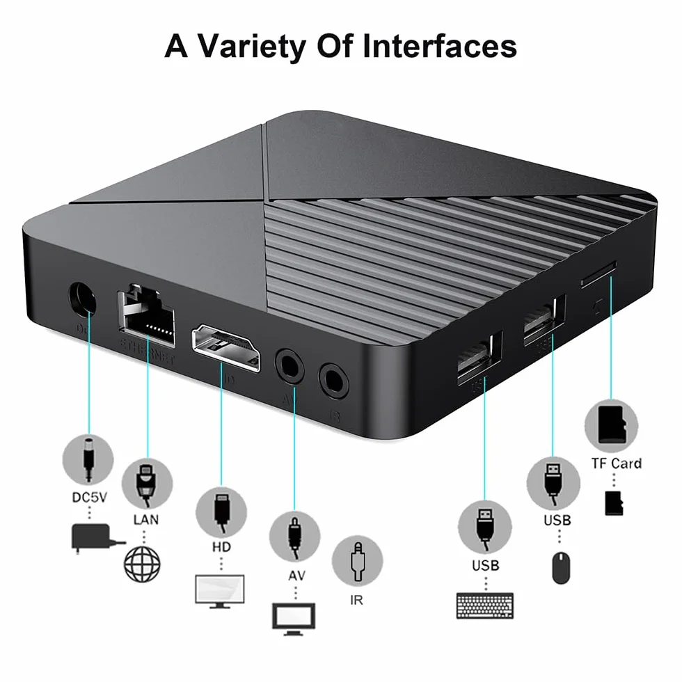 BOXPUT R5 scatola Android con 4 GB RAM e 64 GB ROM, scatola TV Android 13.0, chip RK3528/WiFi6/BT5.0, 8K decodifica 3D HDR10 ad alta definizione video smart TV box, con isolamento a infrarossi