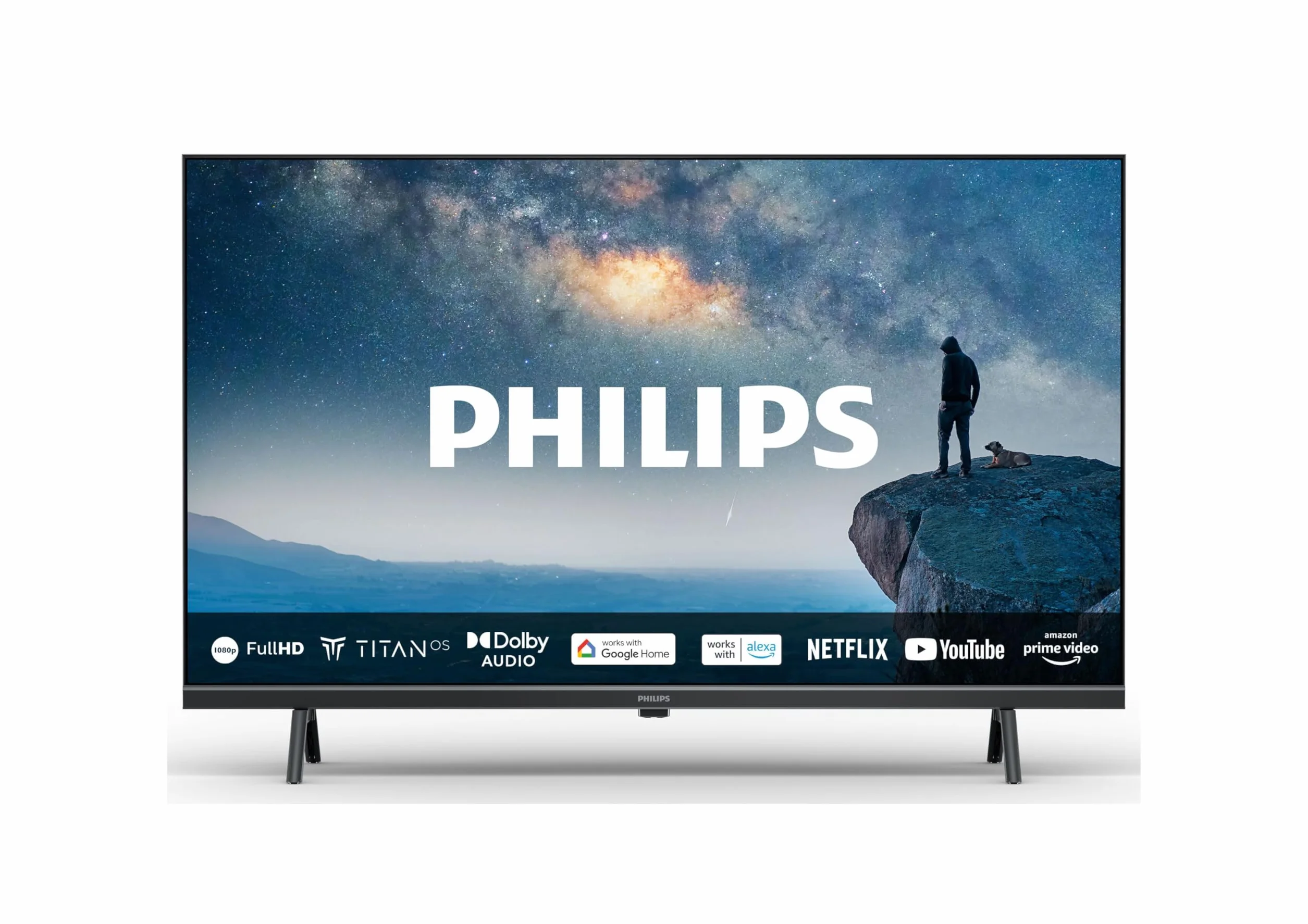 Philips 32PHS6009 HD LED Smart TV - Display 32’’ con piattaforma Titan OS, Pixel Plus HD e audio Dolby Digital, funziona con Alexa e Google Voice Assistant – Cornice nera opaca