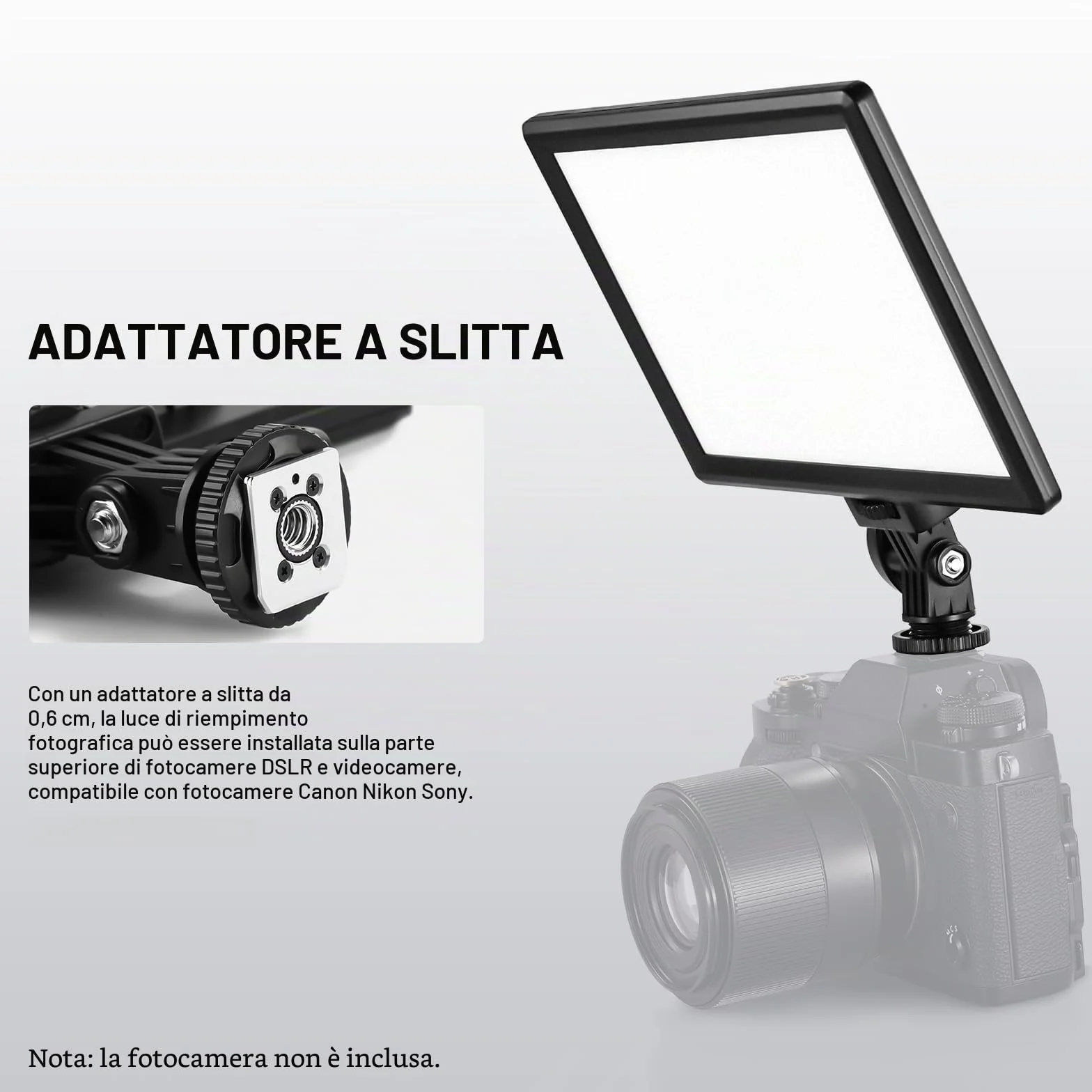 NEEWER 9" Pannello Luce LED, luci soffusa dimmerabile per fotocamera DSLR con mini treppiede, batteria 4000mAh, porte USB tipo C, 3200K~5600K CRI95+ 600Lux per fotografia, video, streaming, NL-116AI