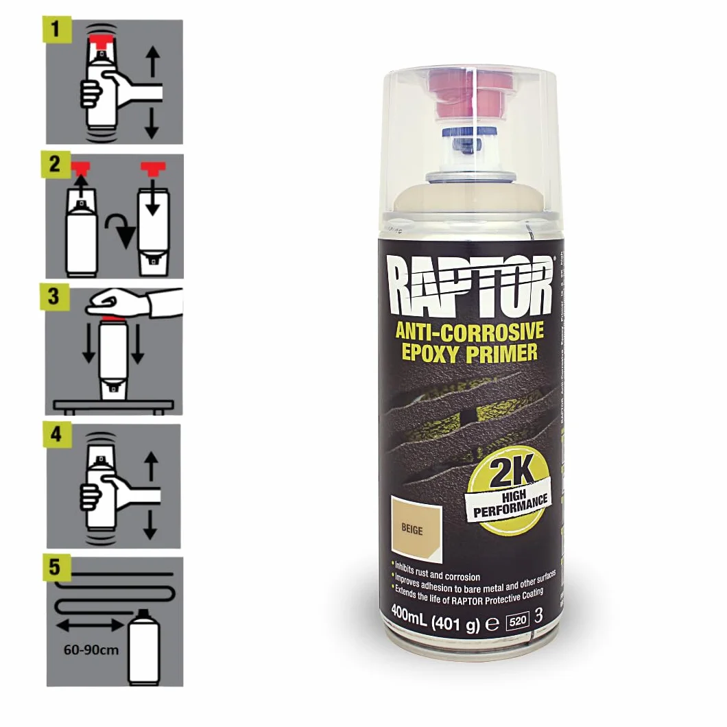 U-POL RAPTOR Epoxy Primer - primer epossidico, bomboletta spray 400 ml (incluso indurente), beige