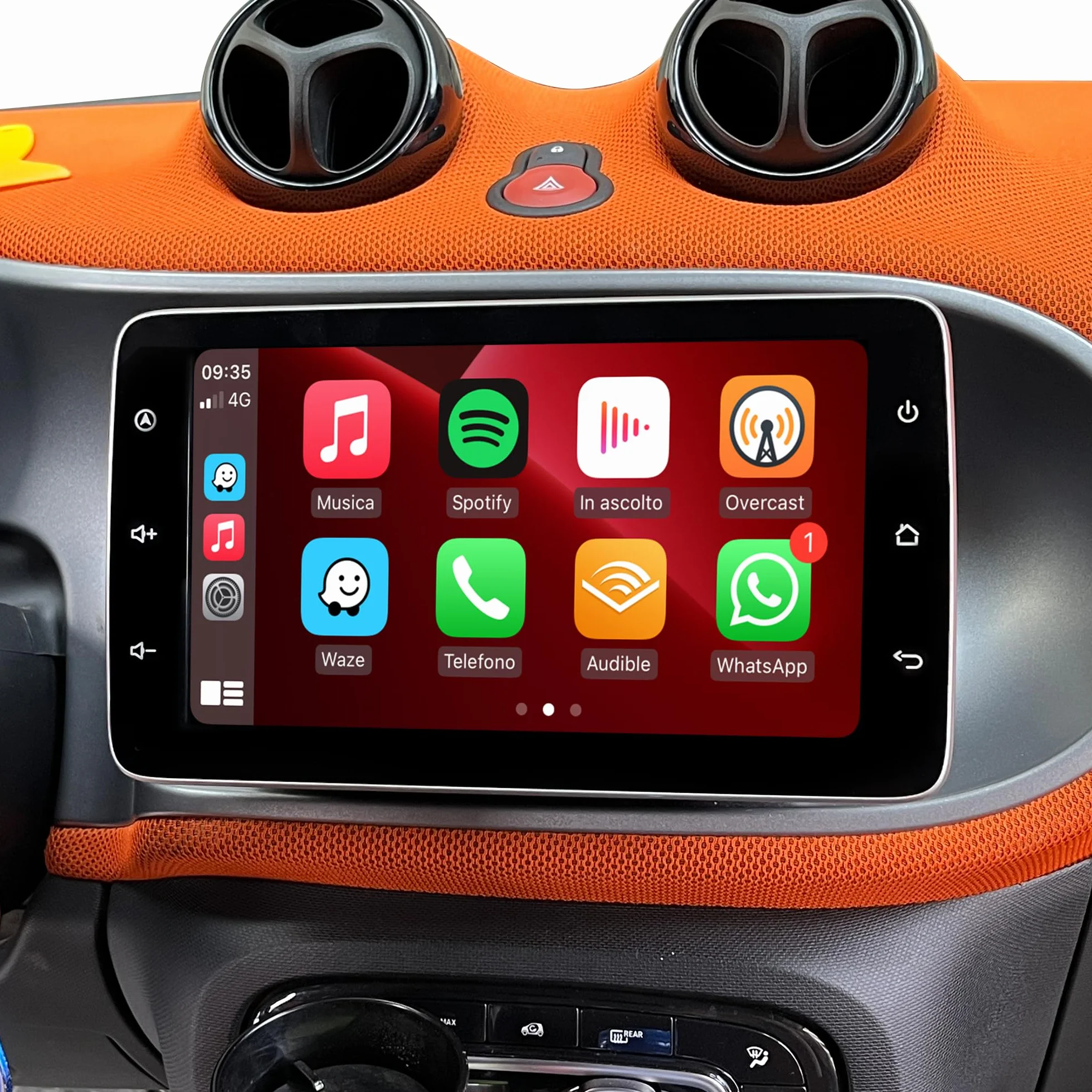 Per Smart Fortwo Forfour 453 (2015-2019) CarPlay Radio Dash Kit 9 pollici Touch Screen Aggiornamento Android Auto Full Screen Netflix Spotify Android 13 Navigazione GPS Supporta telecamere di backup