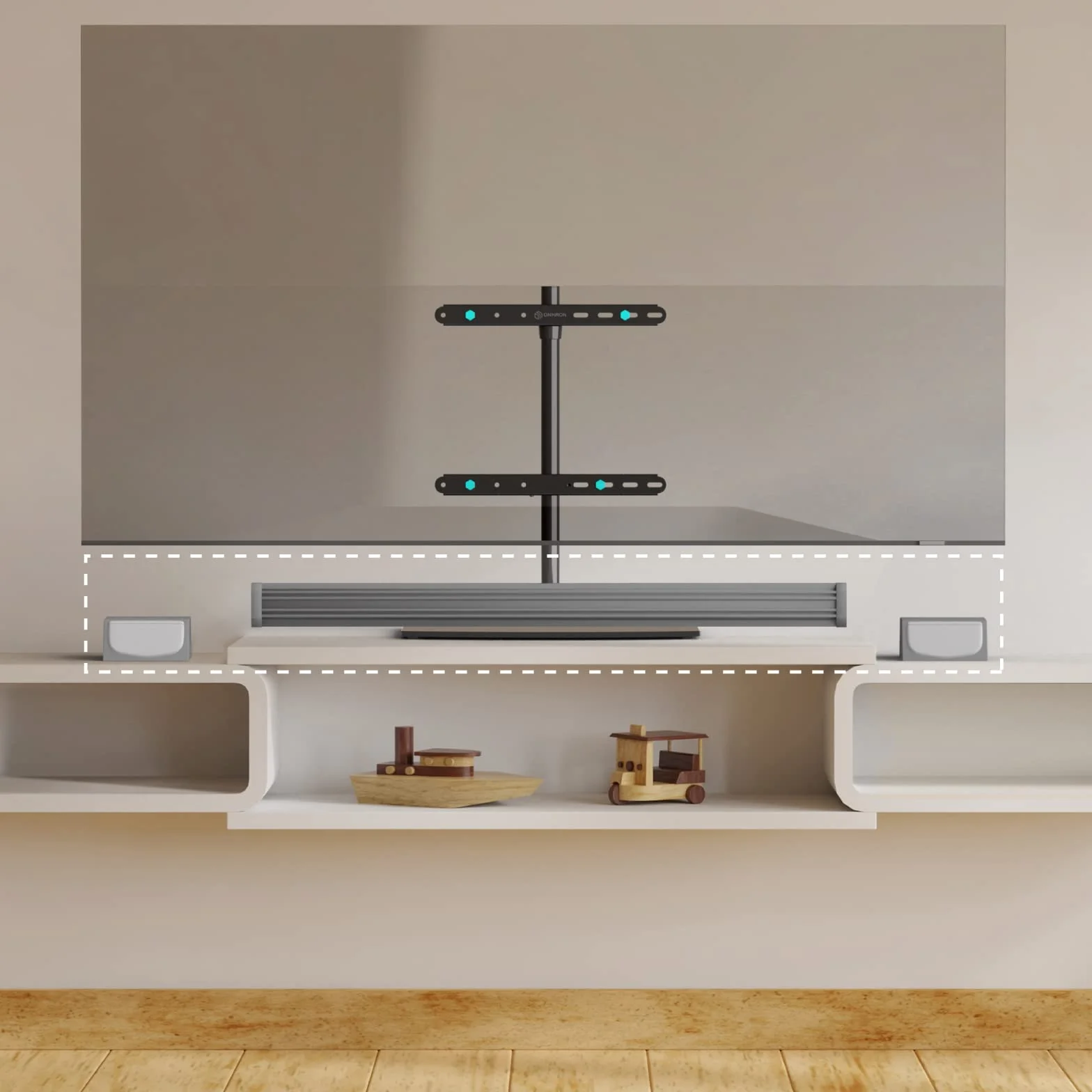 ONKRON Supporto TV da Tavolo 32-75 pollici, fino a 40 kg, VESA 100x100-400x400 mm, Porta TV Girevole, Porta Televisore in Vetro Temperato, Supporto per Schermo da Scrivania Girevole, Nero PT3-B