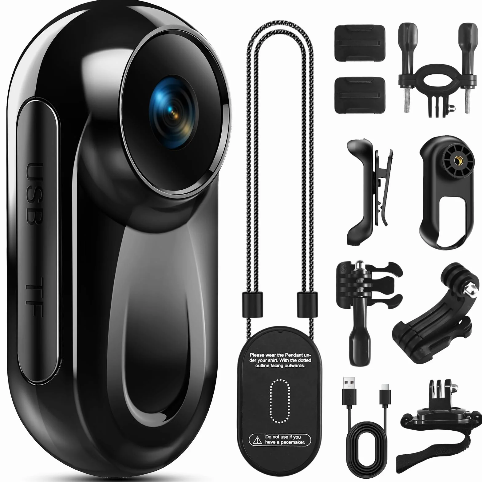 Mini Action Cam 1080P HD, Pocket Body Cam Compatta con Clip Girevole a 360° Clip Magnetica, Vlog Bodycam con Grandangolo 120°, Multifunzione Fotocamera POV per Casco Moto, Viaggi, Ciclismo, Sport Nero