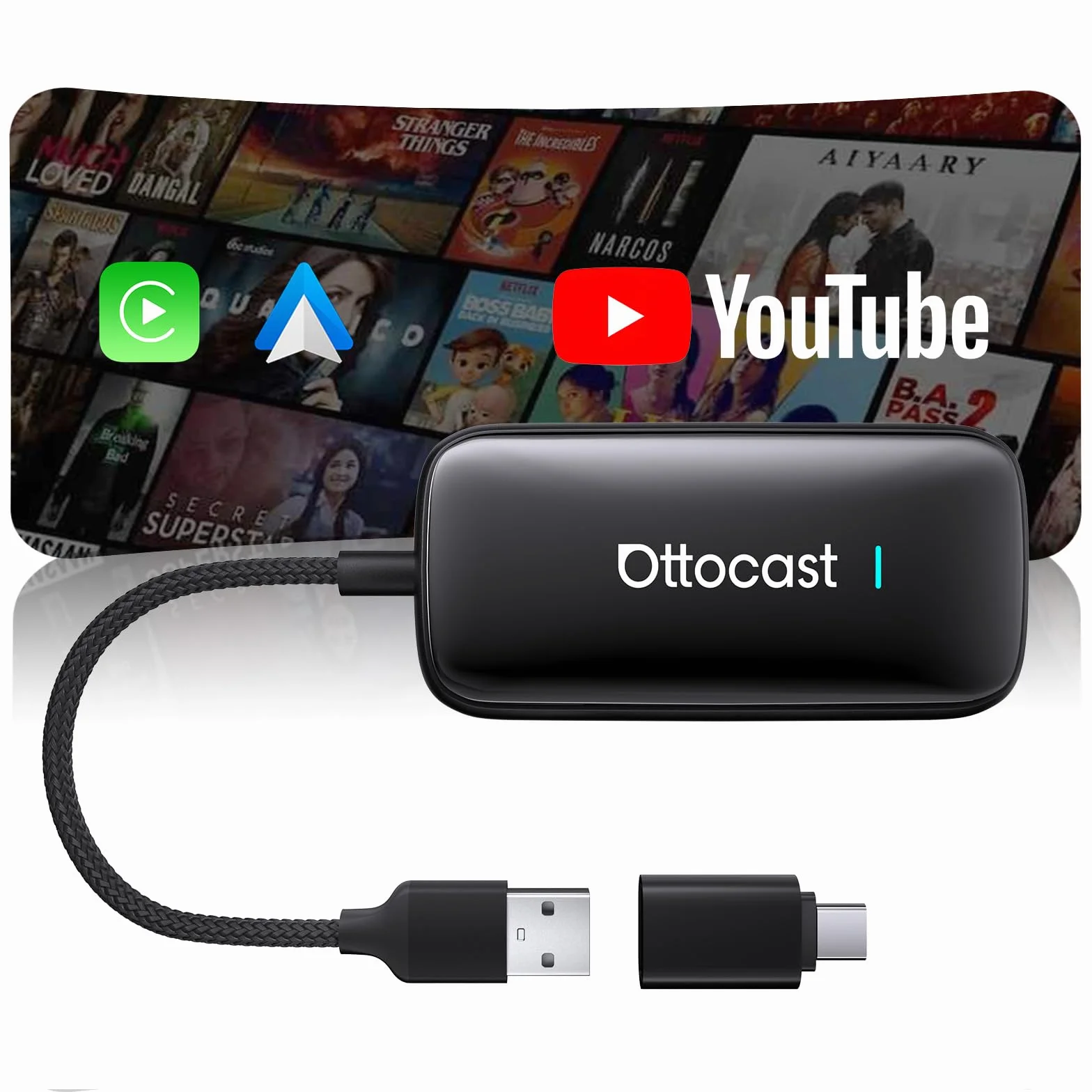 OTTOCAST Play2Video Ultra 2026 Wireless CarPlay & Android Auto Adapter WiFi 6 4GB+32GB