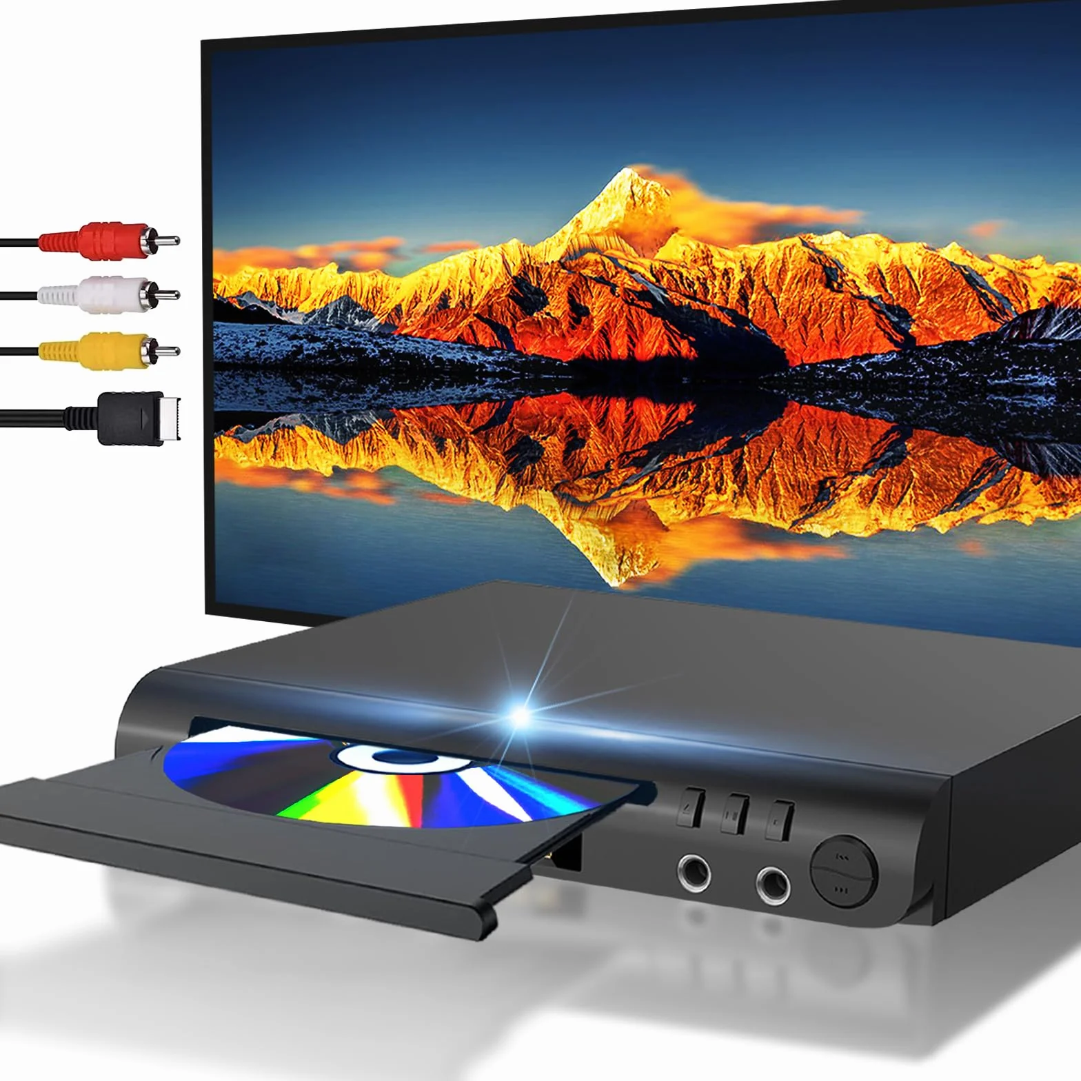 Lettore DVD HDMI per TV, lettori DVD per tutte le regioni con porte karaoke e ingresso USB, compatibilità PAL/NTSC, lettore CD domestico con cavi HDMI e RCA/AV