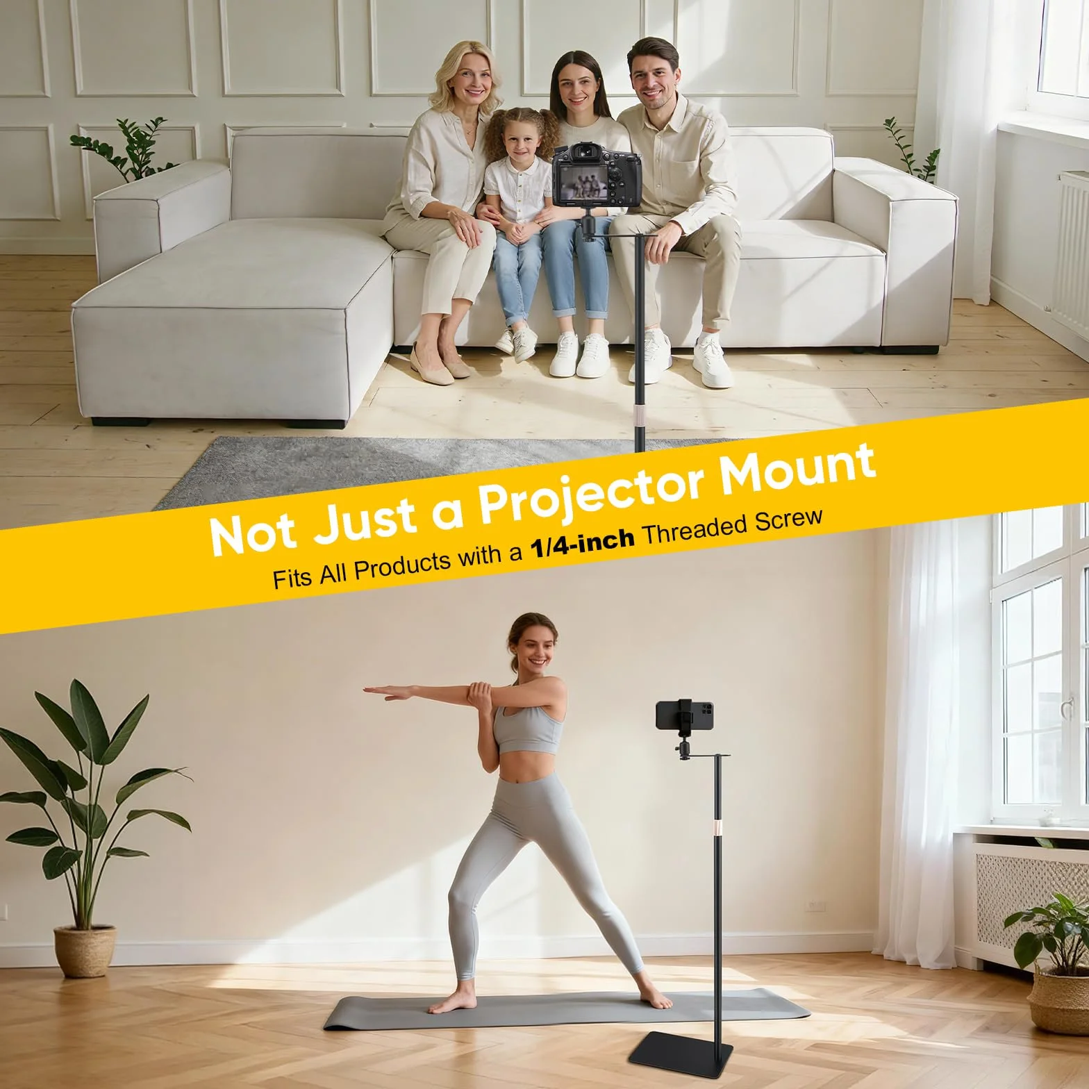 Beamerstandaard, Projectorstandaard, Bank Tegen de Muur, Verborgen Projector Vloerstandaard met in Hoogte Verstelbaar 30-130cm, 360° Draaibaar, Draagvermogen tot 5kg, voor Thuis Kantoor Podium Studio