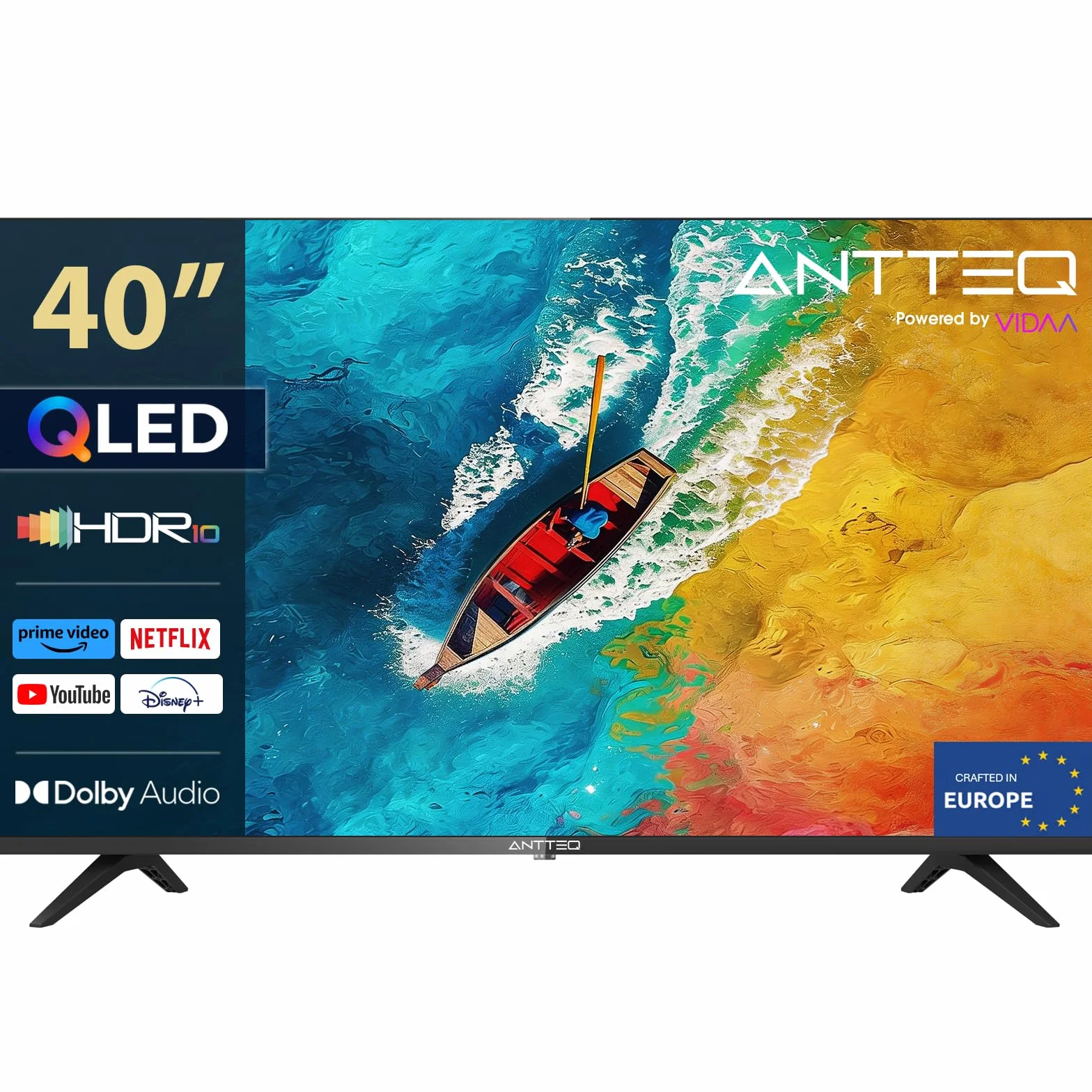 Antteq AV40F5Q 40 Pollici 2K QLED Smart TV HDR10 Bluetooth Triplo Tuner HD DVB-C/-S2/-T2