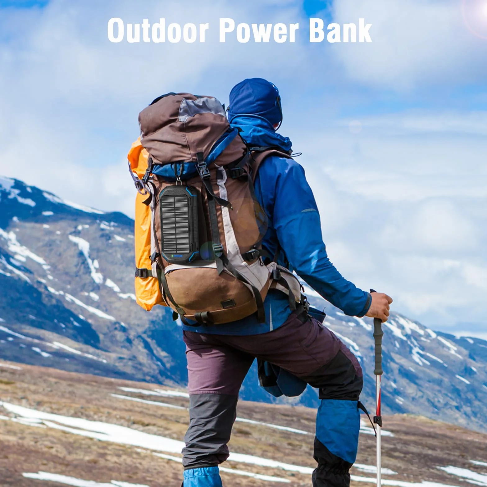 Power Bank Wireless Solar 26800mAh con 3 Cavi, Solar Powerbank USB-C 15W Ricarica Rapida 4 Uscite 3 Ingressi per Telefono Cellulare Caricatore Solare Esterno Batteria con Torcia