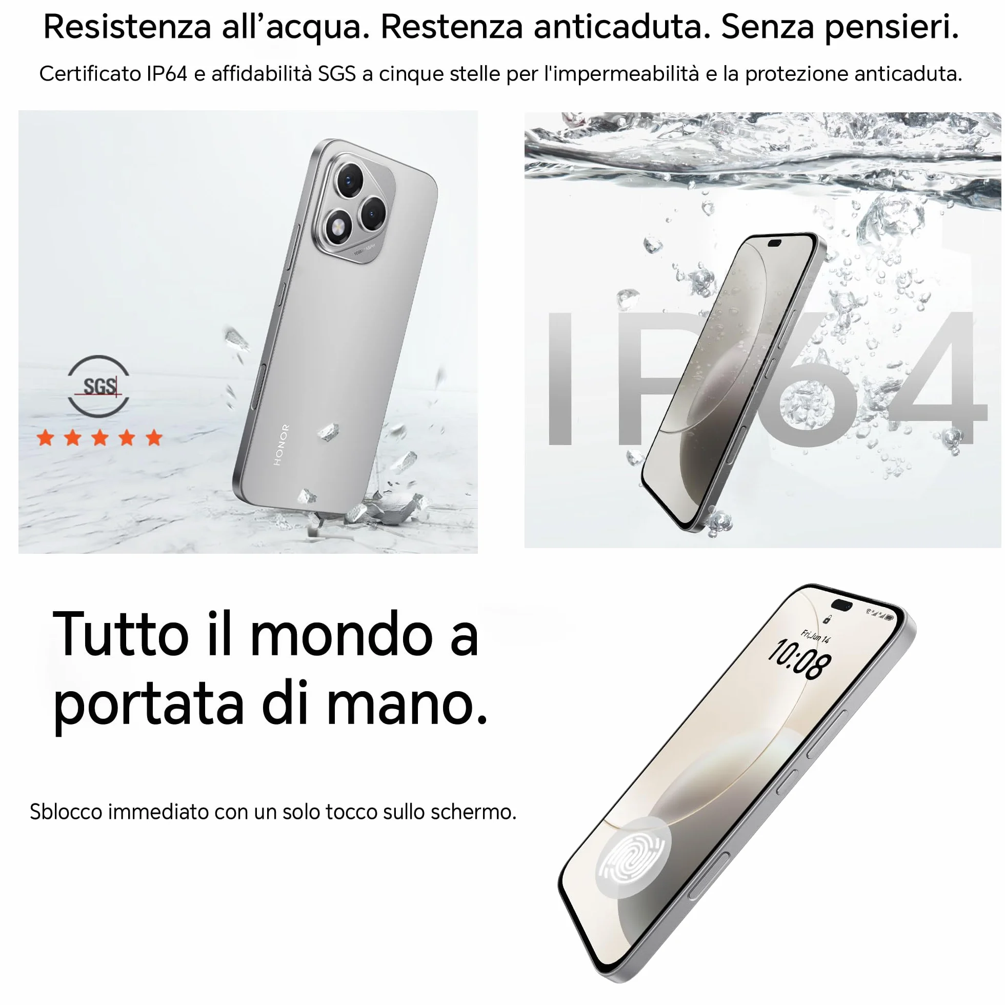 HONOR 400 Lite Smartphone 5G Dual SIM NFC, 8GB RAM 256GB Memoria, 108MP con pulsante AI telefono Android 15, 6.7 pollici AMOLED Eye-Care Display, 5230 mAh,IP64&SGS, Velvet Gray [Versione italiana]
