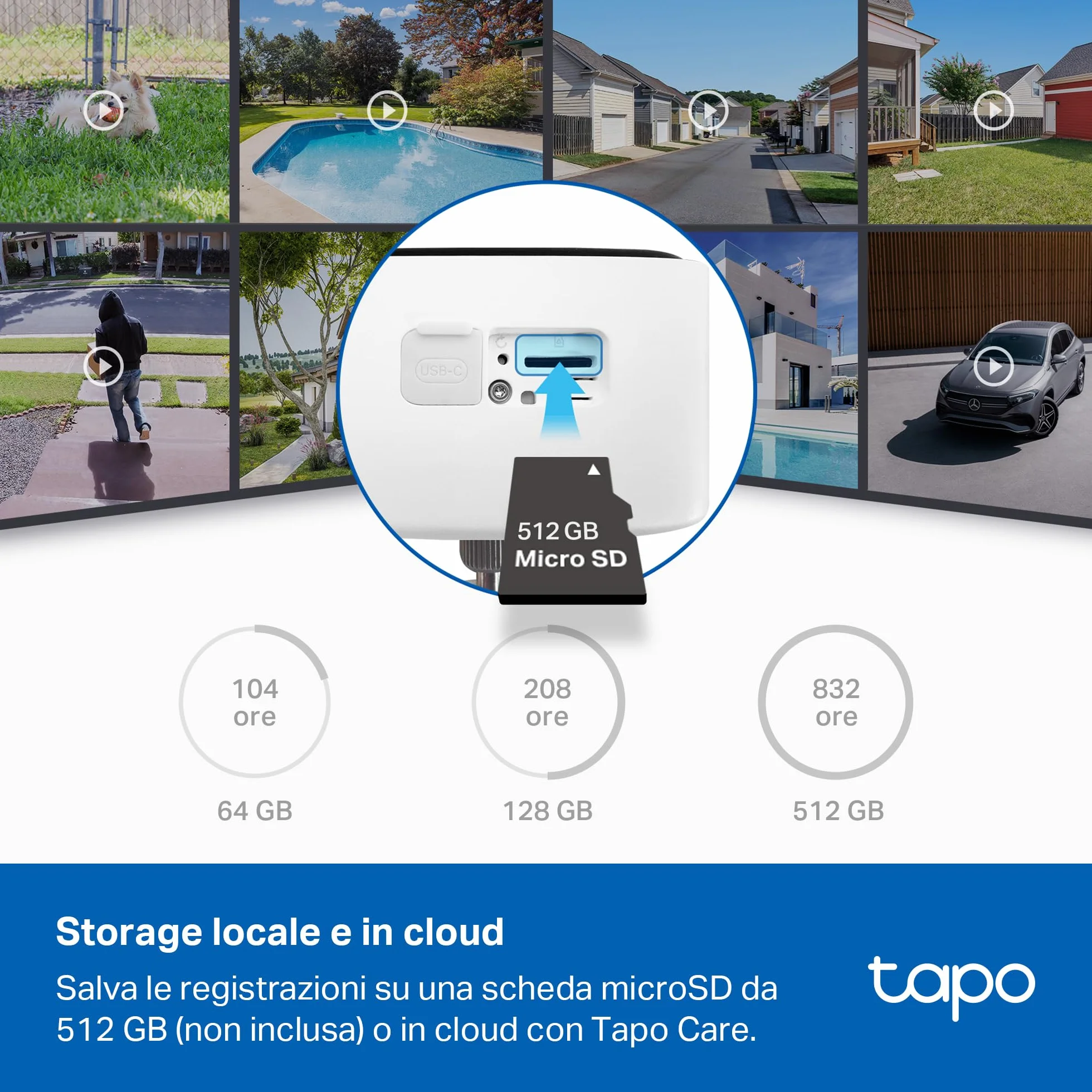 Tapo C400 Telecamera WiFi Esterno FHD senza Fili Batteria 5200mAh 180 Giorni IP65