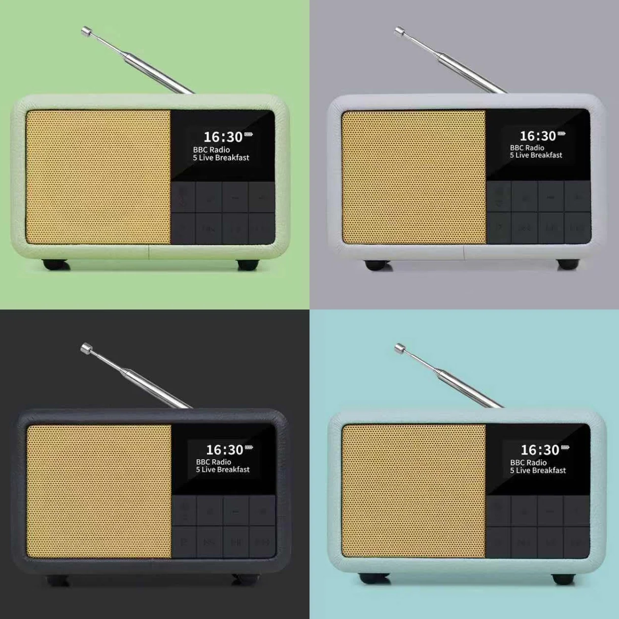 LEMEGA CR7 Mini Radio DAB+ Portatile Bluetooth 12h Autonomia FM IPX4 Impermeabile Custodia Legno Pelle Sveglia Sleep Timer 40