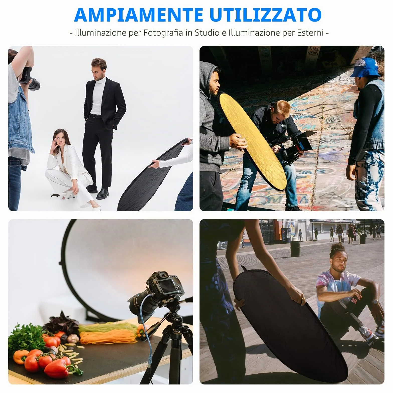 NEEWER Rifletto di Luce per Fotografia 24"x36"/60x90 cm, Multi Disco Pieghevole Portatile 5 in 1 da Borsa - Diffusore Traslucido, Argento, Oro, Nero, Bianco per Illuminazione da Studio ed Esterni