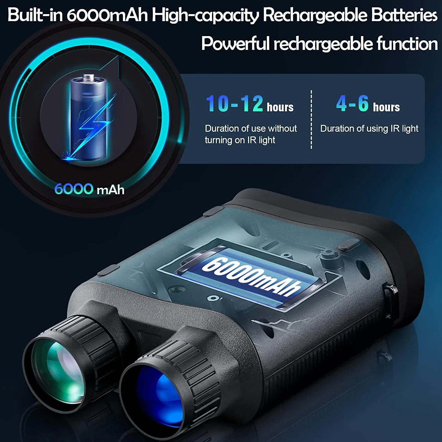 Binocolo Visione Notturna,Cannocchiale Professionale 4K 6000mAh Ricaricabili Binocolo Notturna Infrarossi 3" TFT di Portatafino a 400m con Registrazione di 1080p HD Foto e Video