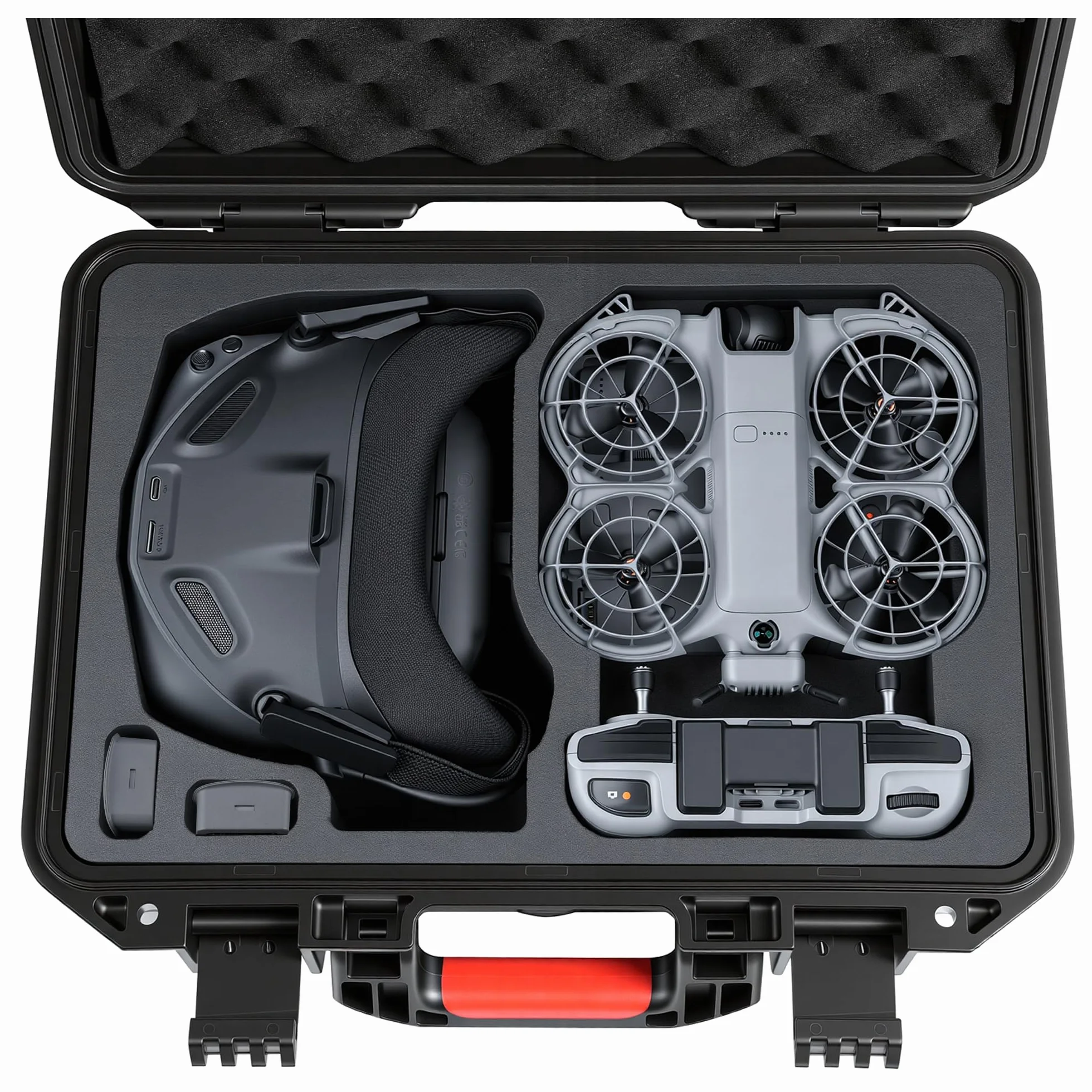 FPVtosky Custodia rigida impermeabile per DJI Neo 2 Motion Fly More Combo, adatta per occhiali N3, RC Motion 3, telecomando RC-N3, supporta fino a 6 batterie e accessori (solo custodia)