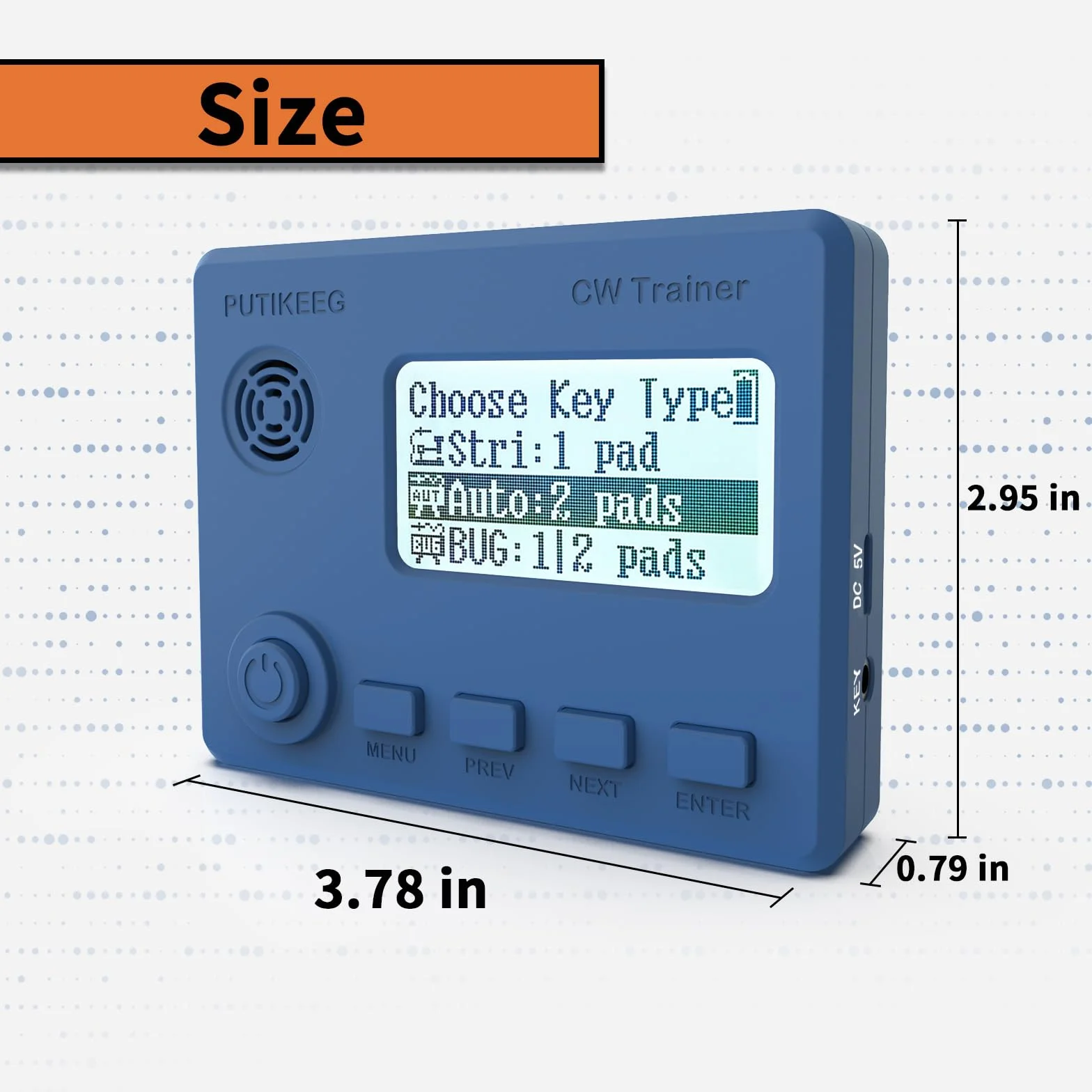 Moore Mini CW Trainer con Display, Radio Onde Corte, Telegrafo, per Imparare Chiavi dell'Auto, Cavo Ricarica Blu