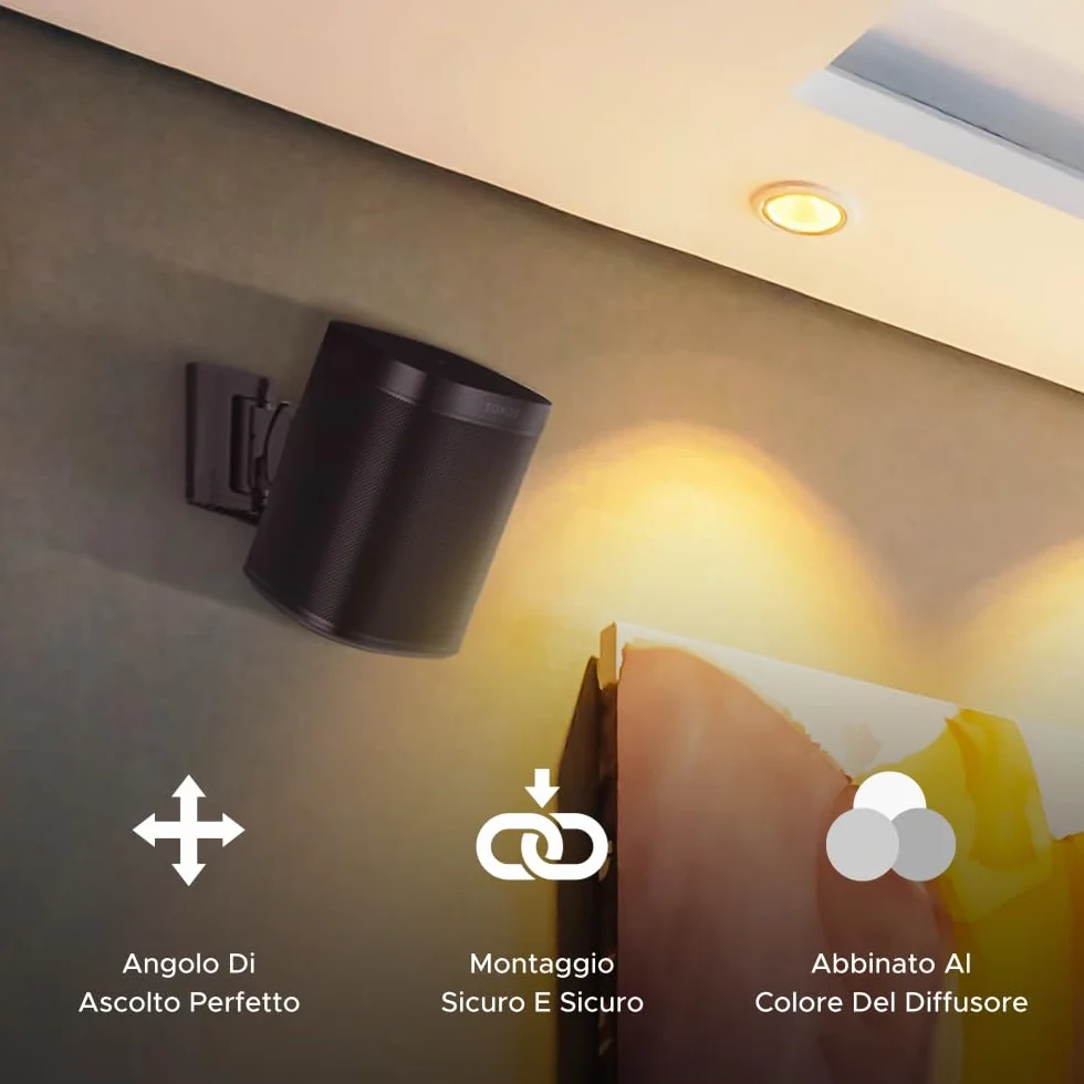 Sound bass ONE, Staffa per Montaggio a Parete, Inclinabile e Girevole, Nero, Doppio, Compatibile con ONE, ONE Gen 2, ONE SL & Play:1, Installazione Semplice, Include Kit di Montaggio
