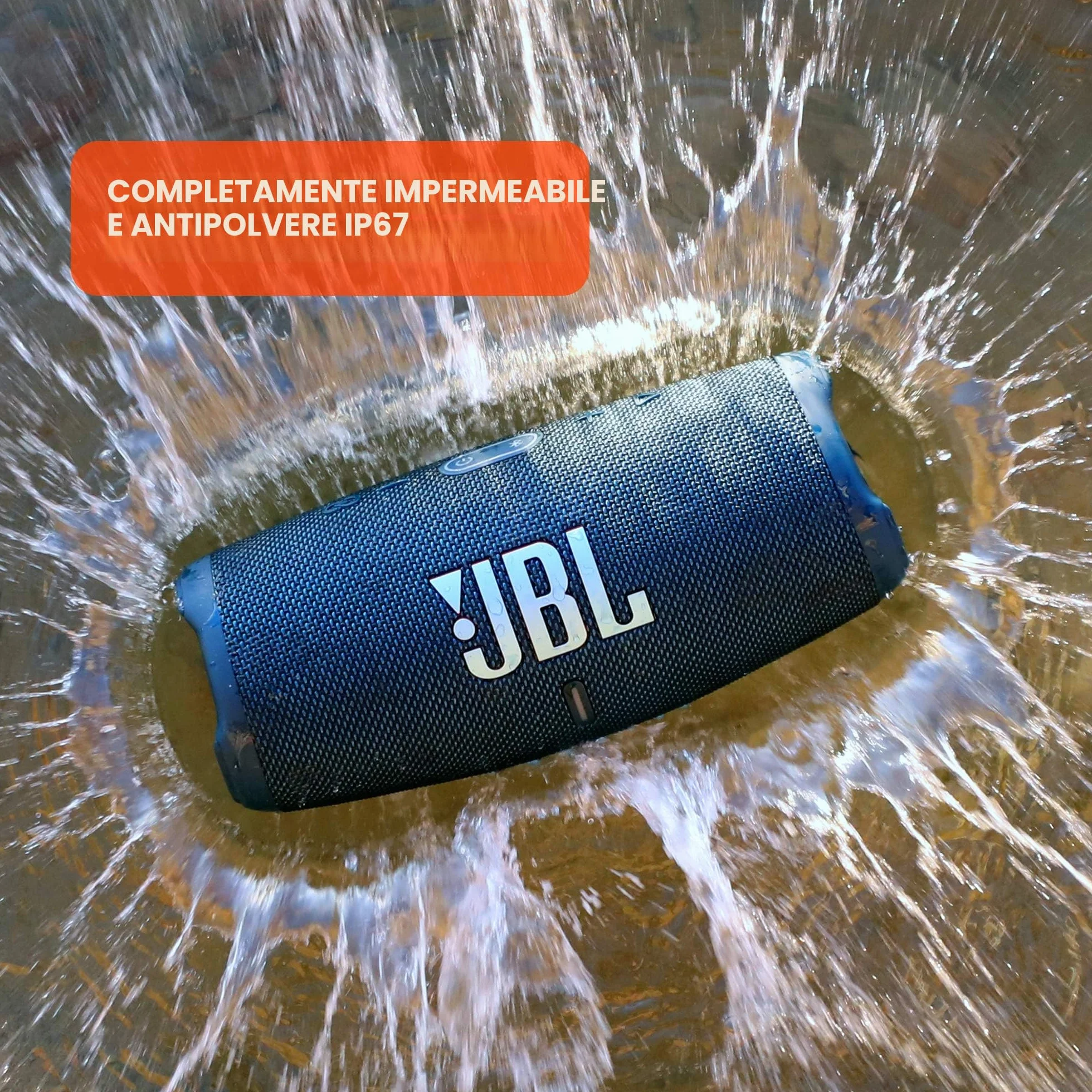 JBL Charge 5 - Altoparlante Bluetooth portatile impermeabile IP67, carica USB e uscita - Nero