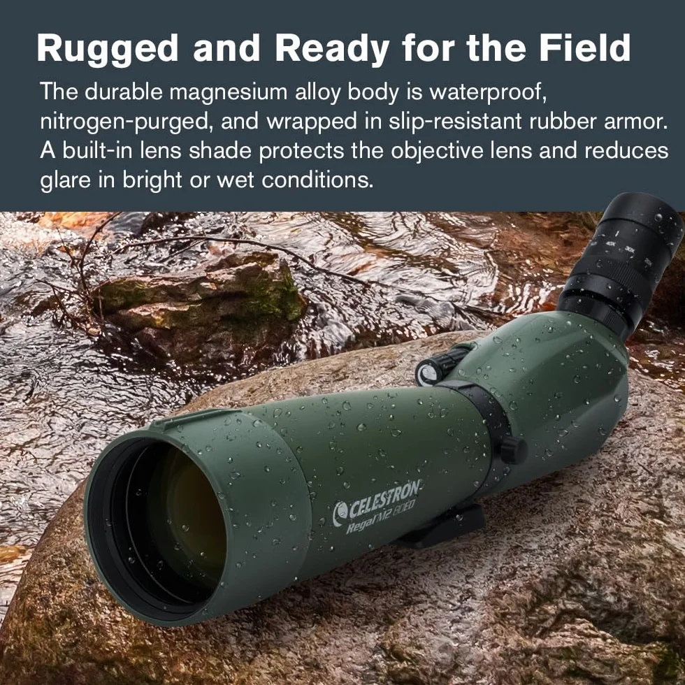 Celestron 52305 Regal M2 20-60x80 mm ED, cannocchiale da osservazione con zoom angolare, ottiche multistrato, prismi in vetro BaK-4, corpo leggero in lega di magnesio e custodia imbottita, verde