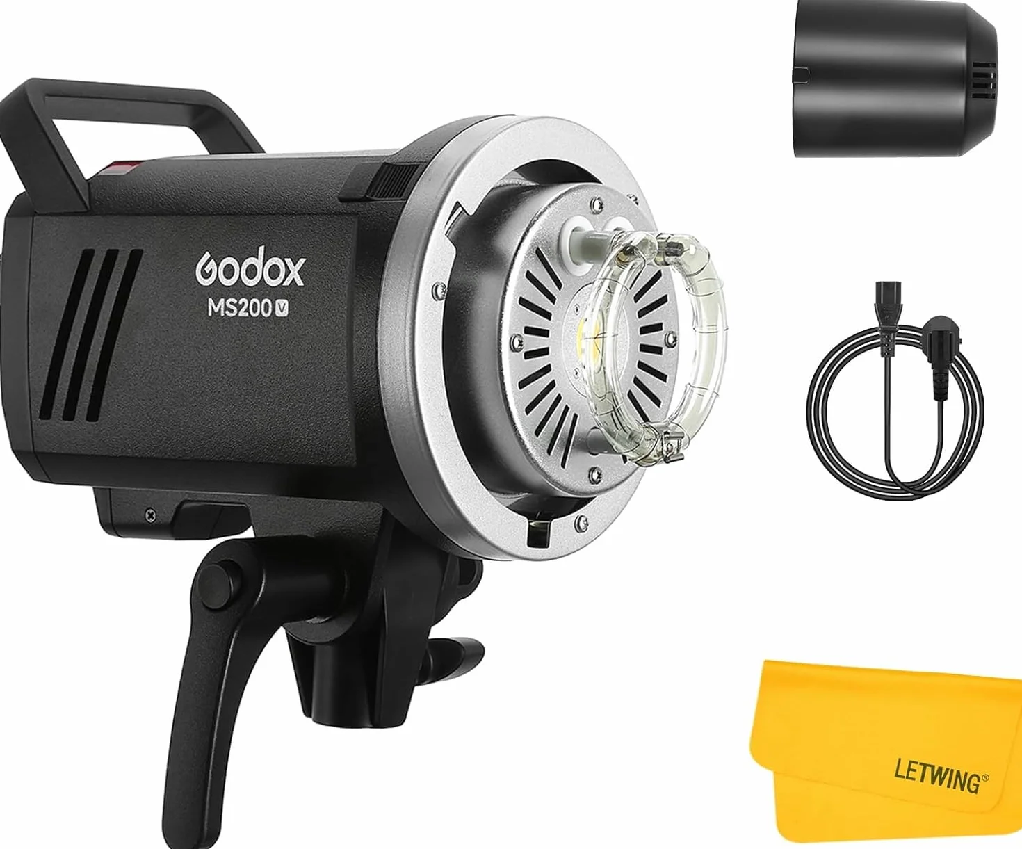 Godox MS200-V MS200V Flash da Studio 200W, GN53 5800K, Tempo di Ricarica 0.1-1.3s, Bowens Mount, sistema 2.4G X per Fotografia Illuminazione Portrai Monoluci Flash Light
