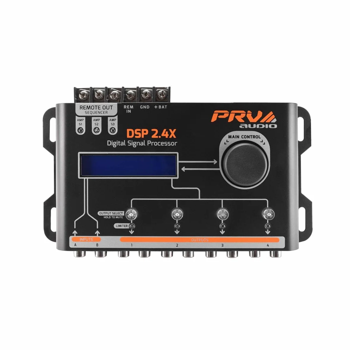 PRV AUDIO Car Audio DSP 2.4X Digital Crossover ed Equalizzatore 4 Canali Full Digital Signal Audio Processor DSP con Sequencer Remote Relay
