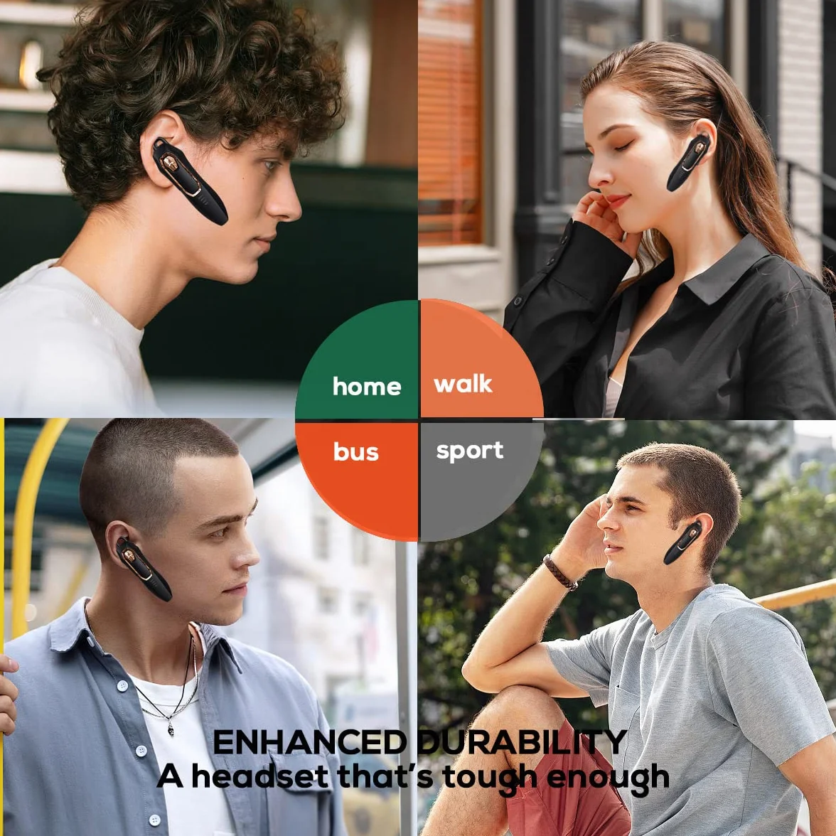 Auricolare Singolo Bluetooth 5.4, con cancellazione del rumore, Auricolari Bluetooth mono vivavoce 36 ore di conversazione, Cuffie wireless per camionisti/magazzini