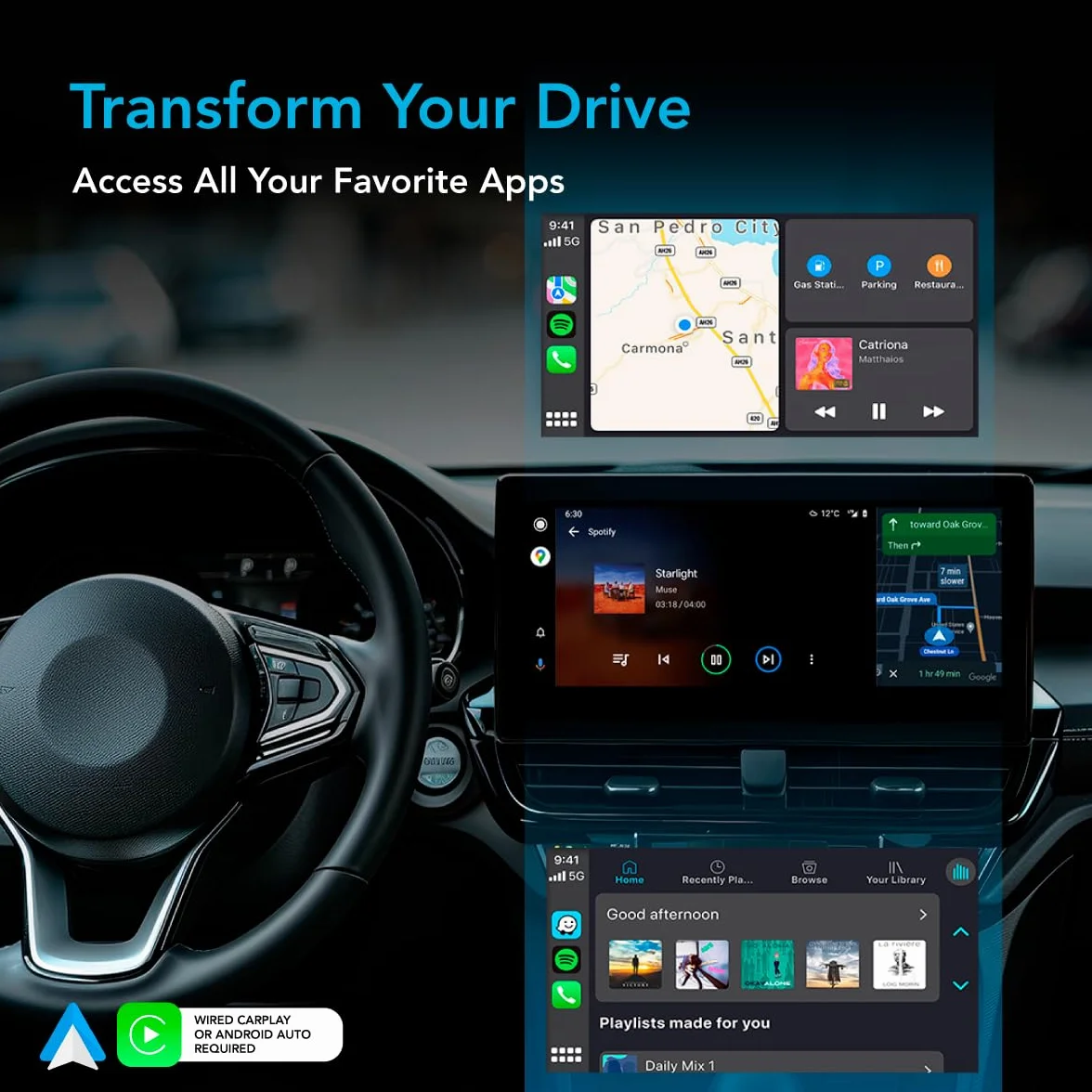 AutoSky Adattatore Wireless CarPlay e Android Auto 2-in-1, Dongle USB Pro Convertitore Cablato in Wireless, WiFi 5GHz, Plug & Play per Auto dal 2016, Design Nero Lucido Compatto, No Lag