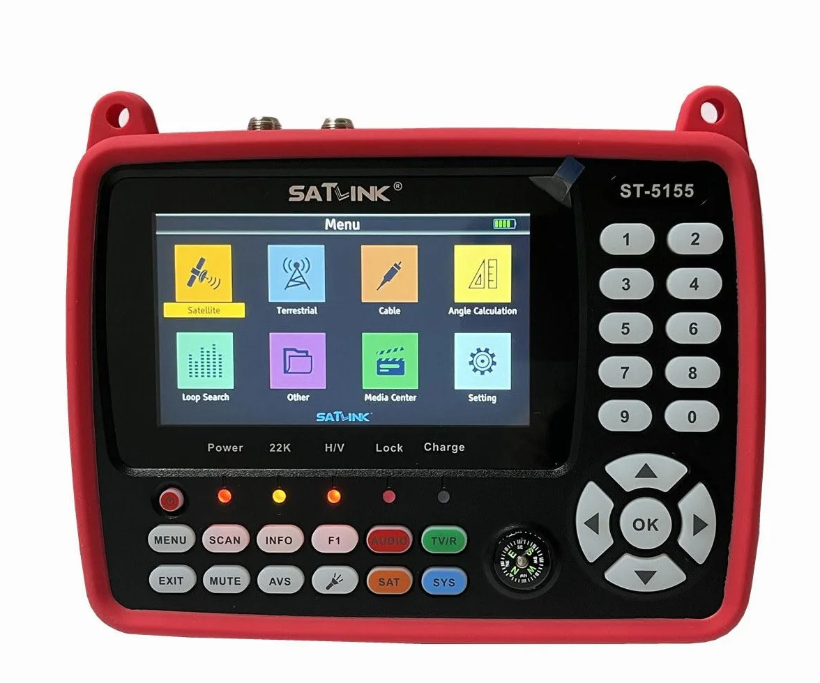 ST-5155 Misuratore di segnale via cavo satellitare e terrestre DVB-S/S2/T/T2/C Misuratore combinato Supporto HD 1080P MPEG-2/4 H.264/H.265 (10 bit), QPSK, 8PSK, 16APSK, 32APSK