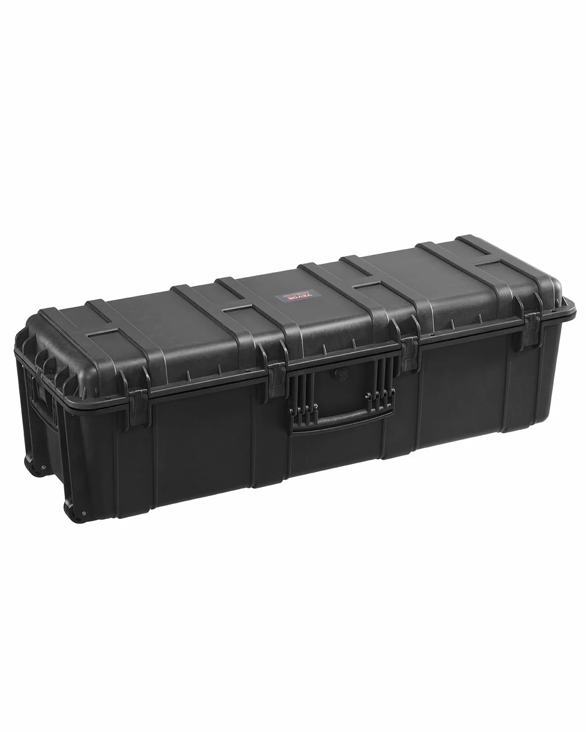 VEVOR Custodia Rigida Impermeabile 155,7 L, Custodia Protettiva Resistente alle Intemperie IP67 con 6 Clip, 6 Fori e 3 Maniglia per Lucchetto e Schiuma Inserita per Apparecchiature Grande, Nero