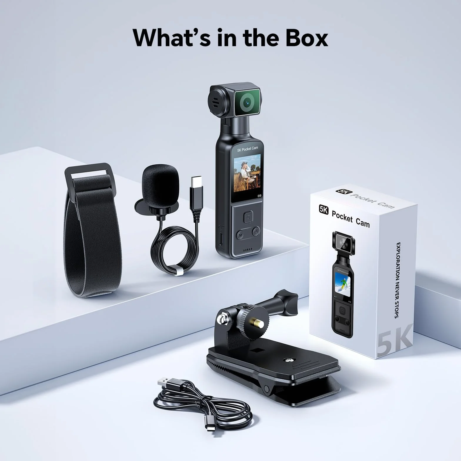 BOBLOV Fotocamera 5K Body con microfono, fotocamera W5 Vlogging, 5K/15FPS e 4K/60FPS con obiettivo rotante a 270°, supporto microfono esterno, opzioni clip/cinghia, stabilizzazione EIS per riunioni e