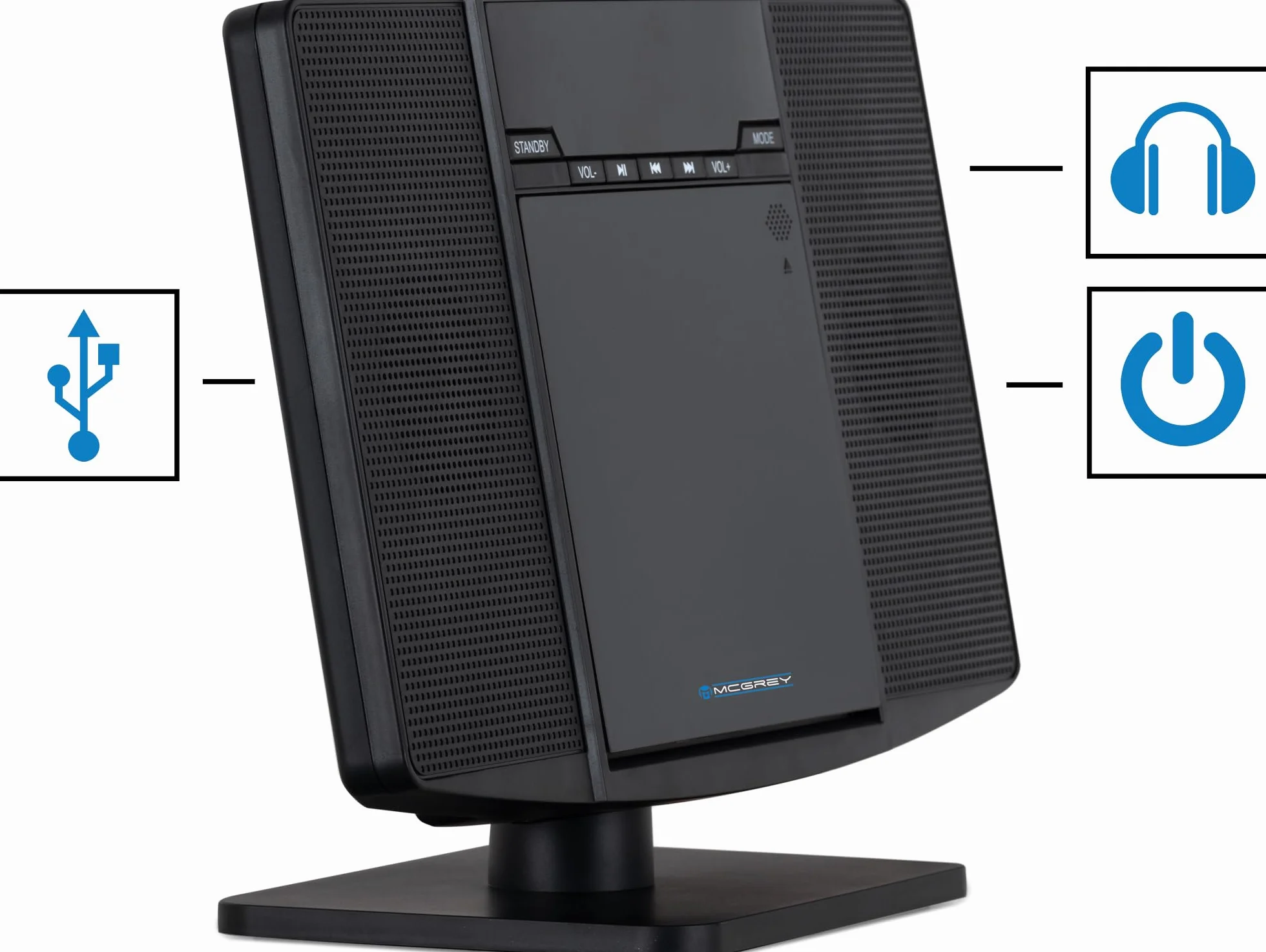 MCD-60 Impianto Stereo Verticale (Lettore CD/MP3, USB, Bluetooth, Aux in, Montaggio a Terra o a Parete, incl. Telecomando) Nero
