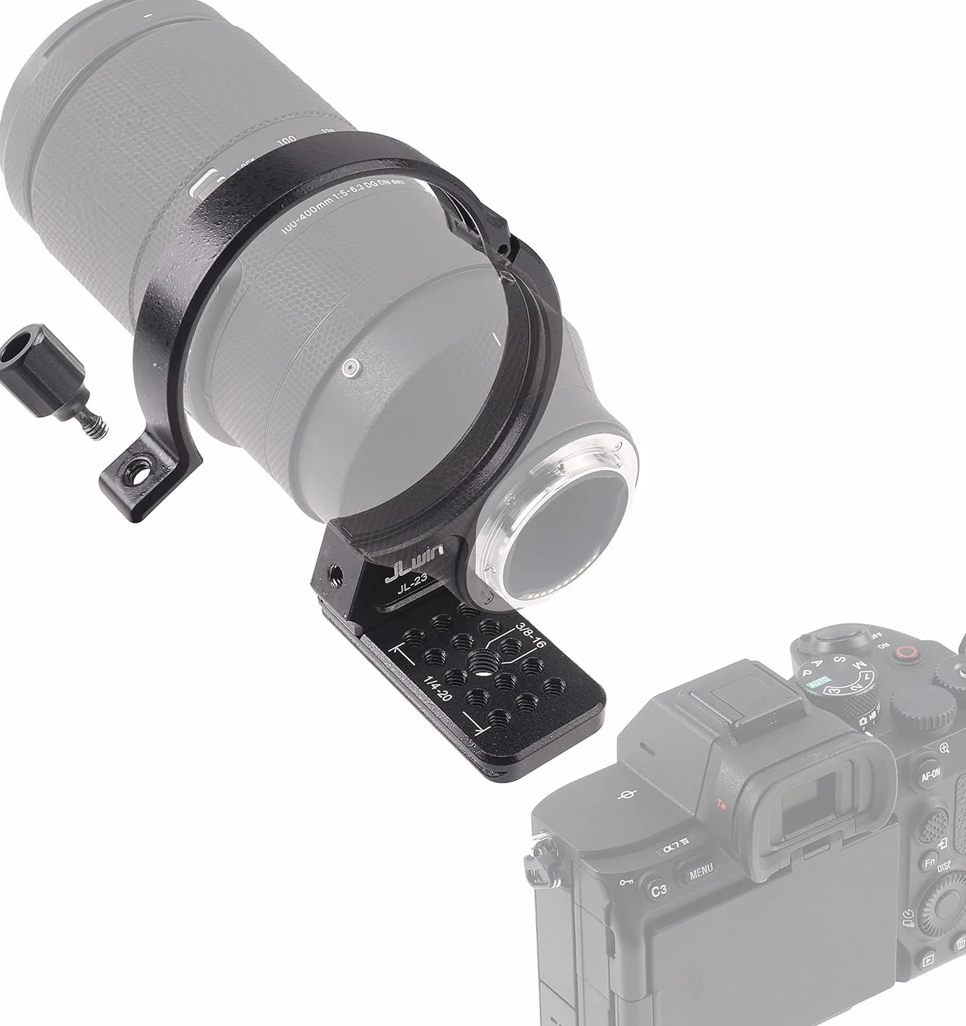 Hersmay Fascetta per treppiede in metallo per obiettivo Sigma 100-400 mm F5-6.3 DG DN OS per Sony E Mount Art 105 mm F1.4 DG HSM adatto per piastra a sgancio rapido Arca Type, RJ010F