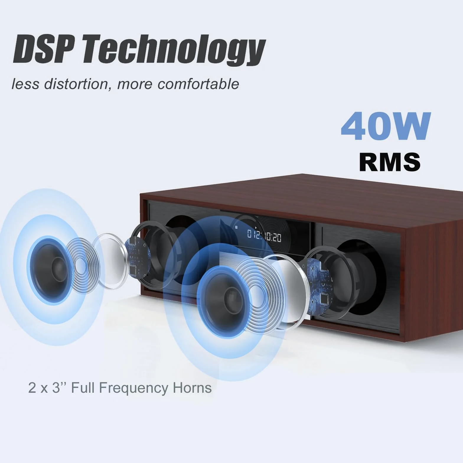 LONPOO Impianto Stereo Casa Micro HiFi Compatto con lettore CD, Bluetooth, radio FM, USB, AUX-in, display LED e pulsante grande, telecomando (LP-816B)