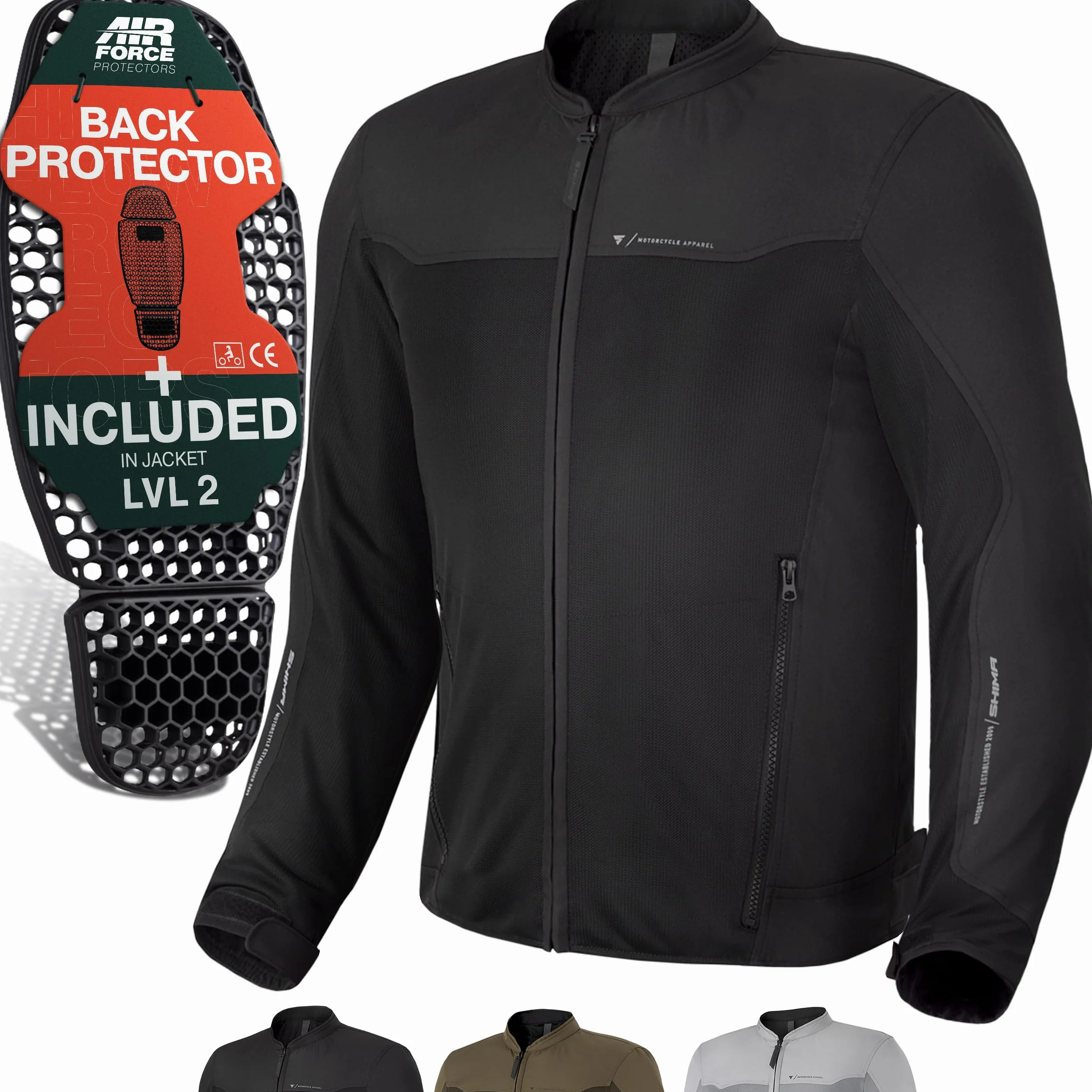 SHIMA OPENAIR Giacca Moto Uomo - Leggera e Traspirante Giubbotto moto uomo estiva in trete con protezioni CE per schiena, spalle e gomiti (Nero, XL)