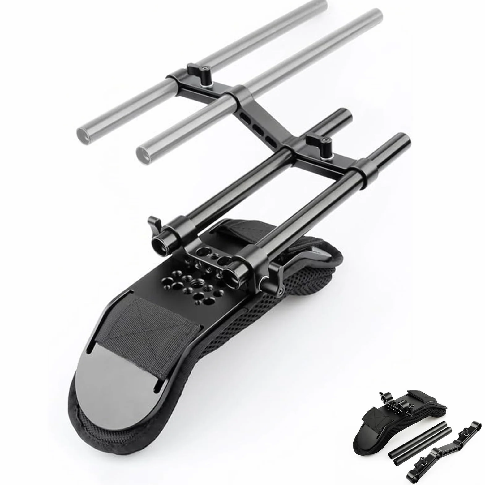 [Update Version]NICEYRIG Camera Shoulder Pad with 15mm Railblock and Aluminum Alloy Rods for DSLR Video Camcorder Shoulder Stabilizer