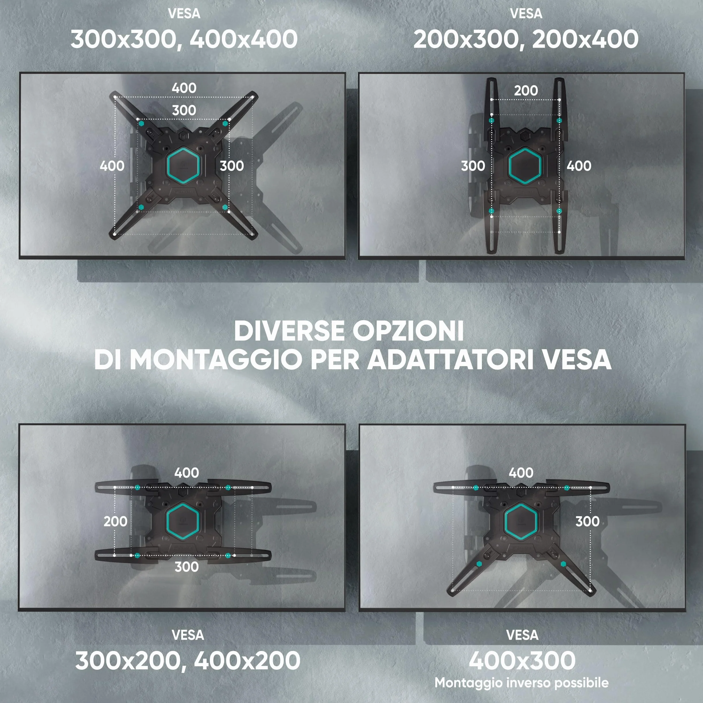 ONKRON Supporto TV Parete 32-65 pollici, 35 kg, VESA 100x100-400x400 mm, Braccio TV Girevole e Inclinabile, Porta Televisore a Muro Estensibile, Staffa Televisore Universale, Regolabile, Nero M4-B