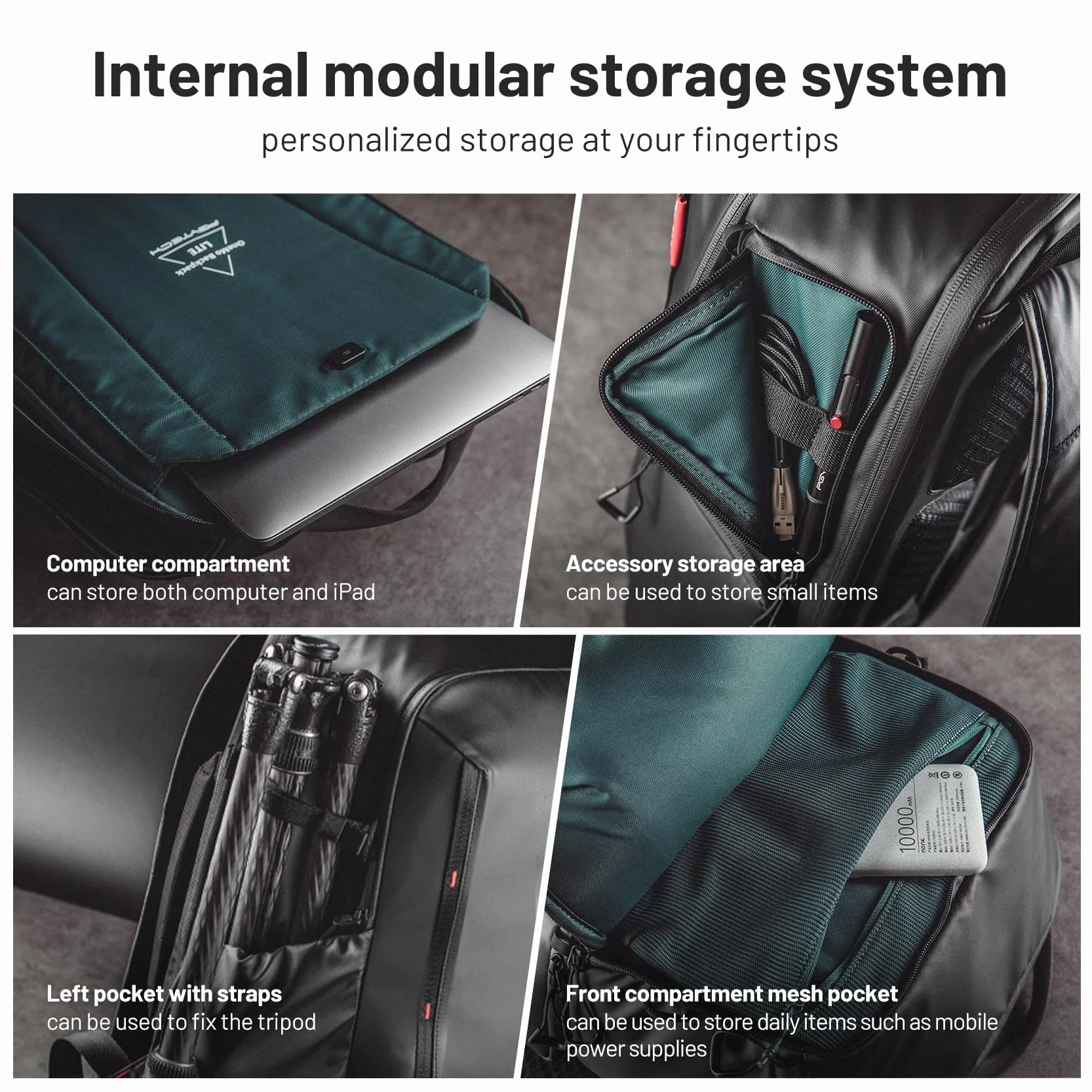 PGYTECH OneMo Lite Zaino Fotografico 22L, Borsa Impermeabile per fotocamera professionale per DJI Mavic Series/DJl Mini 4 Pro/DJI Avata 2, DSLR/SLR Mirrorless, Nero