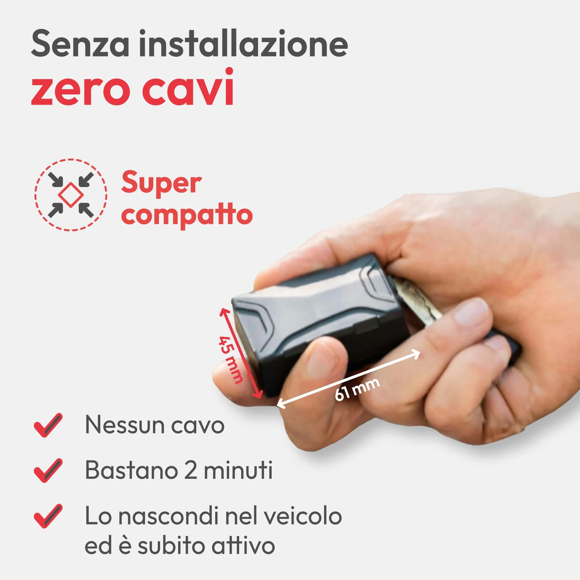 Trackting SMART V3 Europa - Antifurto GPS localizzatore per Auto e Moto - SIM integrata Senza Canone LTE-M/Edge - No cavi - Batteria record - Telefonata Allarme