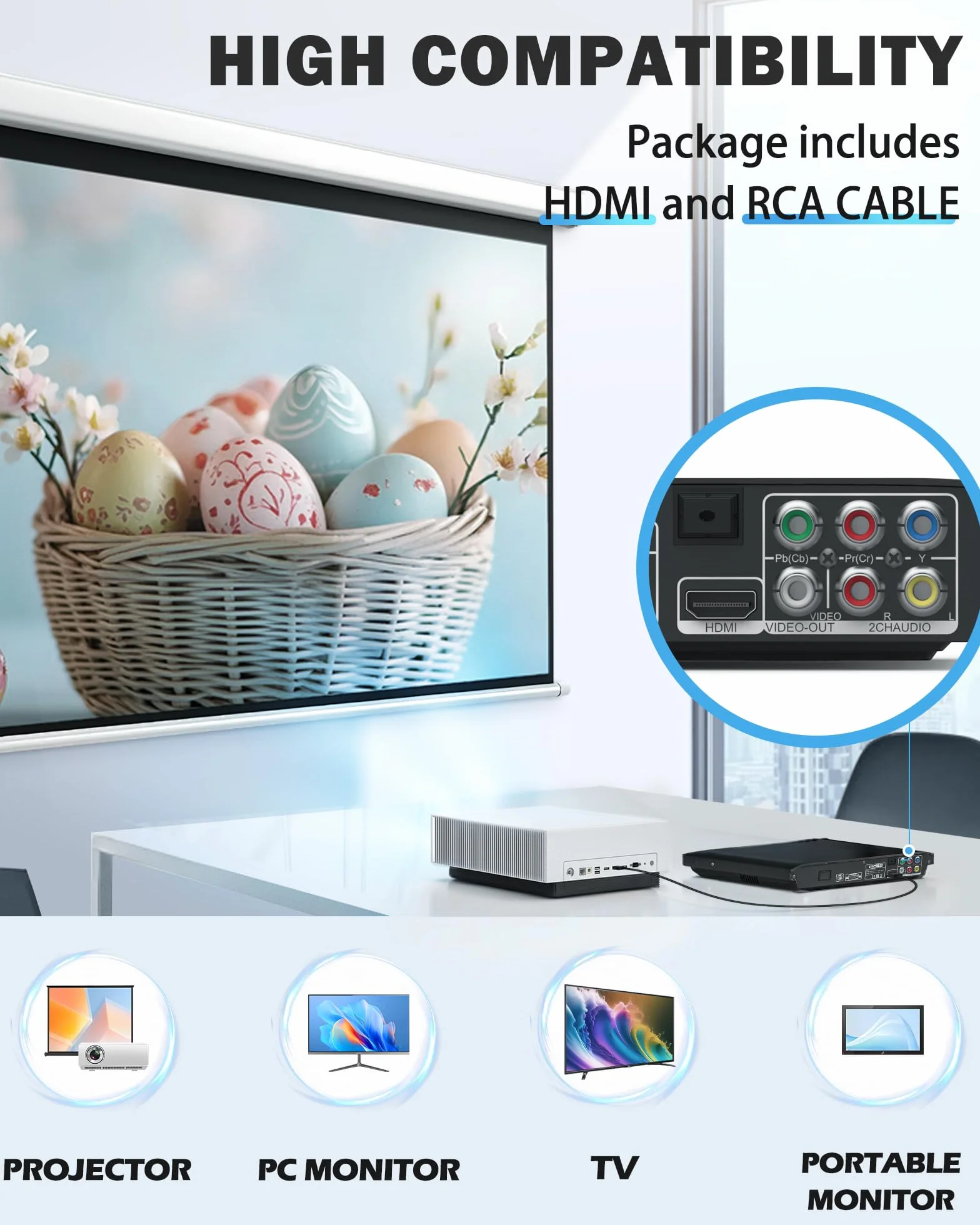 Lettori DVD per TV con HDMI, tutti i lettori DVD region free con sistema NTSC/PAL, lettore CD per impianto stereo domestico, cavi HDMI/RCA inclusi, telecomando (senza batteria)