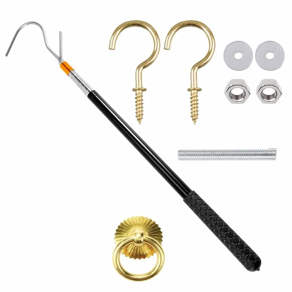 Asta apritetto retrattile 53,5-160 cm, regolabile in acciaio inox, strumento di apertura con gancio per camper, roulotte, lucernari di casa
