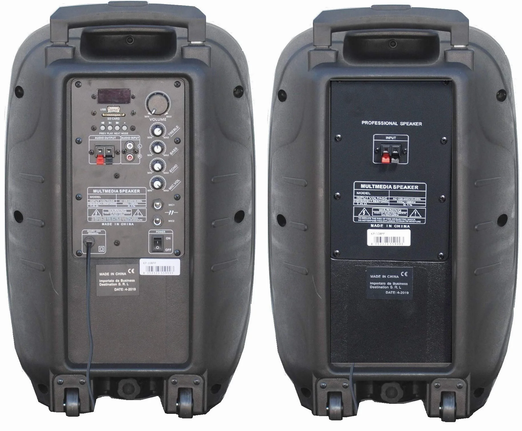 IMPIANTO AUDIO COMPLETO 2 casse amplificate 900w attive + mixer 5 Ch USB + stativi con borsa + cavo 3 mt + 2 adattatori