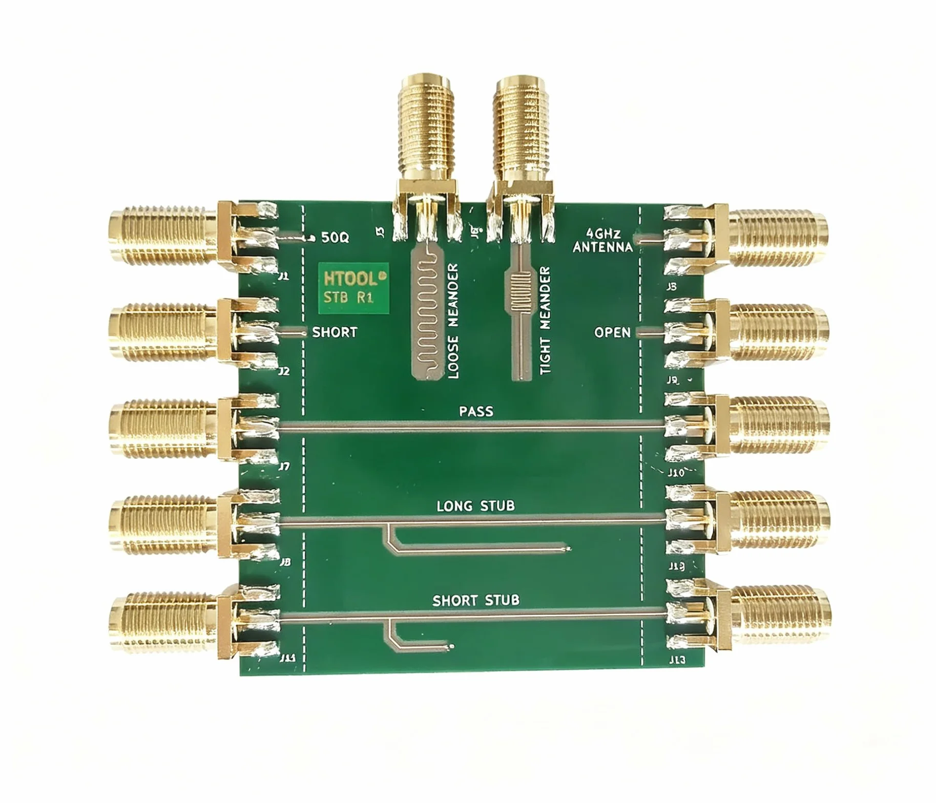 STB R1 R2 Signal Integrity Test Board, 50Ω Impedance Controlled PCB, Integrated SOL Calibration Kit for VNA, 5 Transmission Line Topologies, SMA Ports, for SI/PI Test, EMC & RF Engineering Teaching