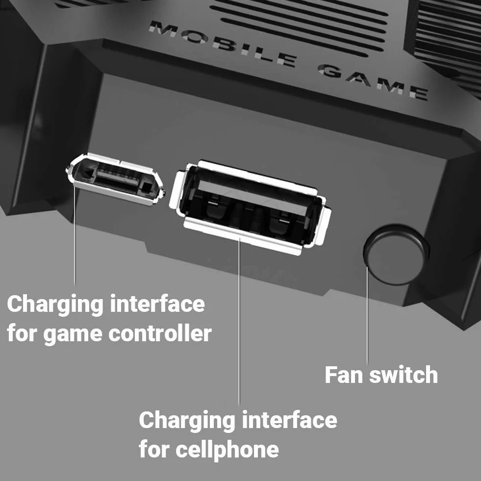 Ozkak Mobile Controller con Fan Ventola Raffreddamento, Smartphone Trigger 6 Finger L1 R1 L2 R2 per PUBG COD Telefono Cellulare iPhone iOS Android Larghezza da 67 a 90 mm