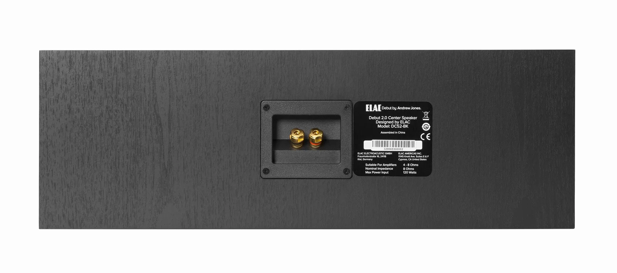ELAC Debut 2.0 C5.2 - Altoparlante C5.2 per riproduzione musicale tramite impianto stereo, sistema audio surround 5.1, suono eccellente e design di alta qualità, altoparlante a 2 vie, colore: Nero