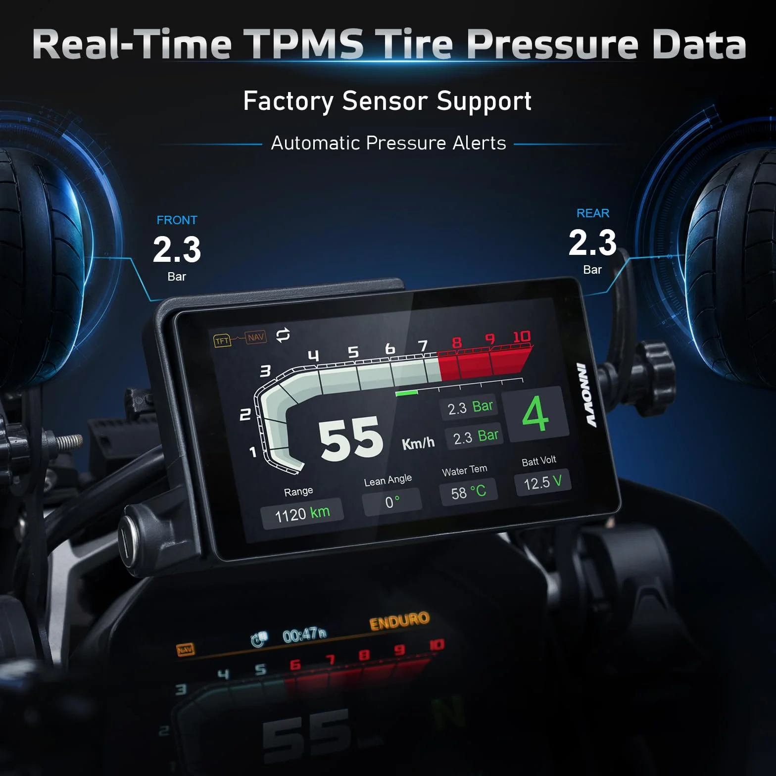 INNOVV N2 per BMW Moto CarPlay & Android Auto, BMW Moto Touchscreen con 6,5 Pollici Impermeabile GPS Navigazione Screen, Lettura Dati, TPMS, WonderWheel Controls