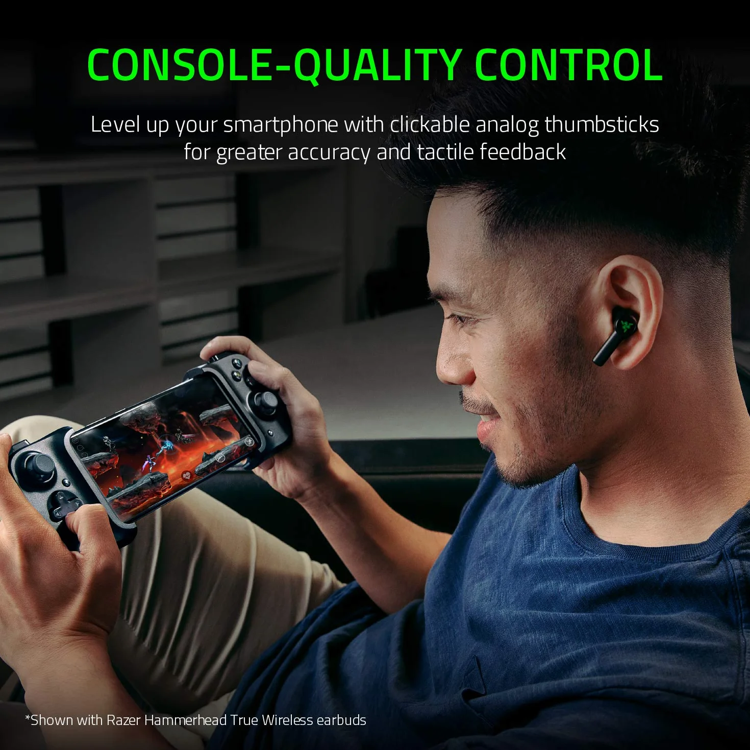 Razer Kishi per Android - Controller Di Gioco Per Smartphone, Connessione USB-C, Design Ergonomico, Adattamento Individuale per Telefoni Cellulari, Stick Analogico, Latenza Bassa- Nero