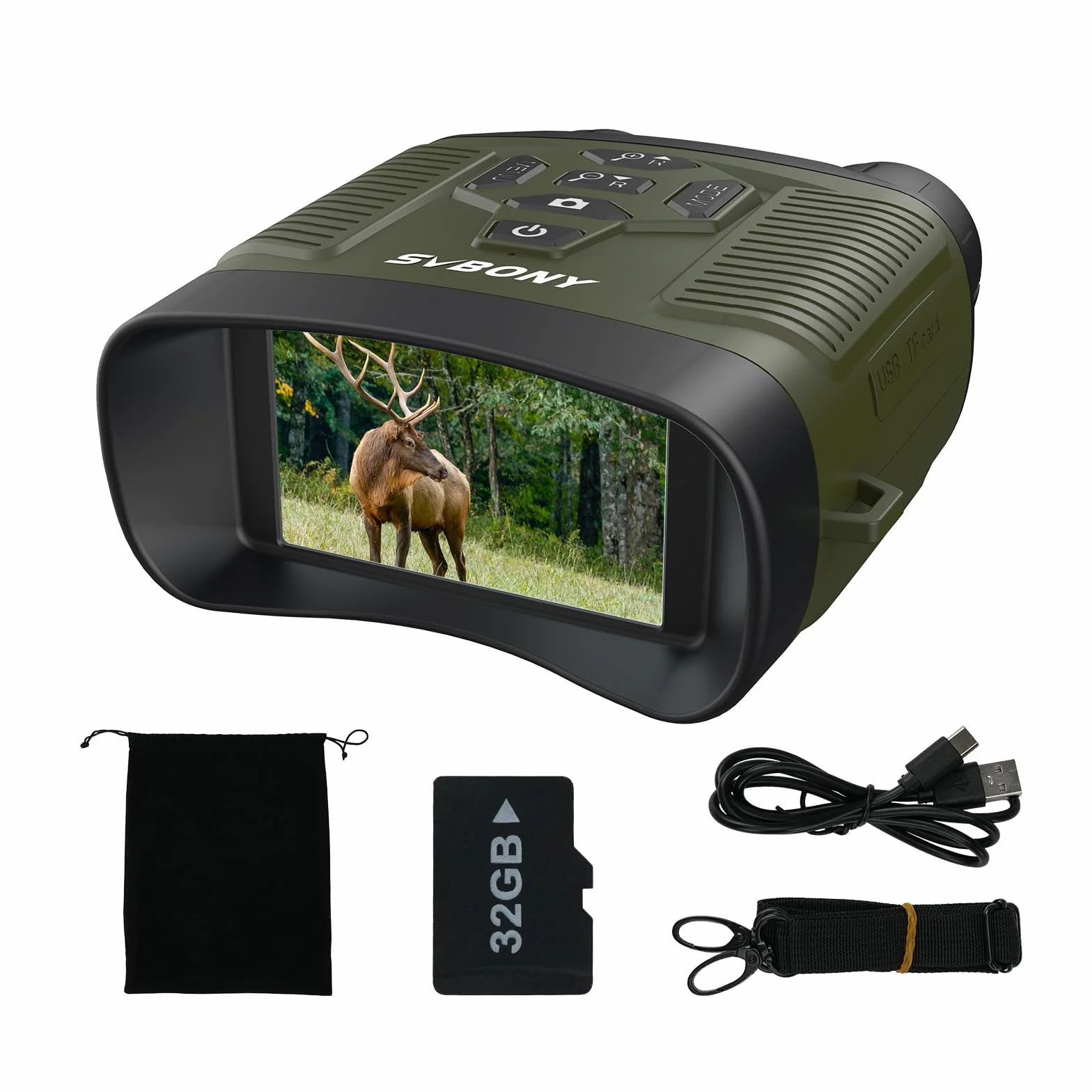 Svbony 4K Binocolo Visione Notturna, 8X Zoom Digitale Goggles di Visione Notturna, 5000mAh Batteria Ampio Schermo 3'' Binoculare Visione Notturna, 32GB Scheda Osservare Fauna Selvatica Cacciare
