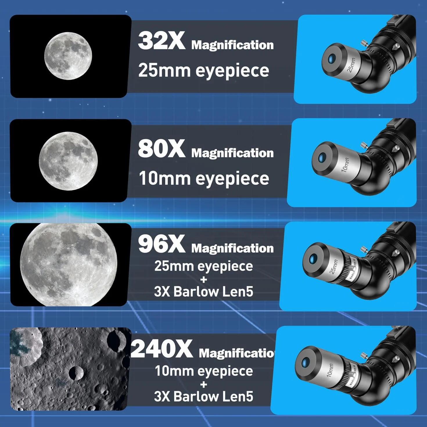Telescopio Astronomico per Adulti, 80 mm Apertura 800mm AZ Telescopi Rifrattori per Principianti, HD Telescopio Portatile con Regolabile Treppiede, borsa,Adattatore Telefonico