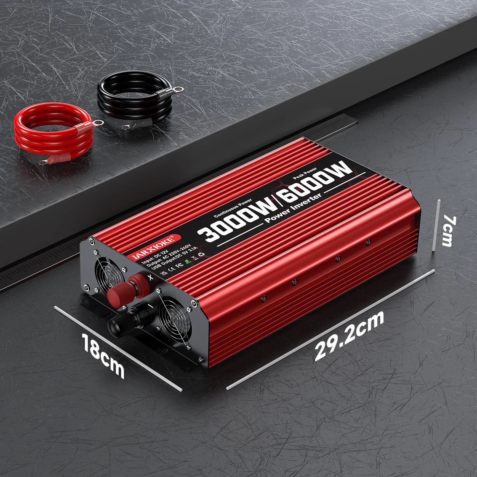 Inverter 3000W 12V 220V Onda Sinusoidale Modificata con Display 2 Prese AC USB per Auto Camper