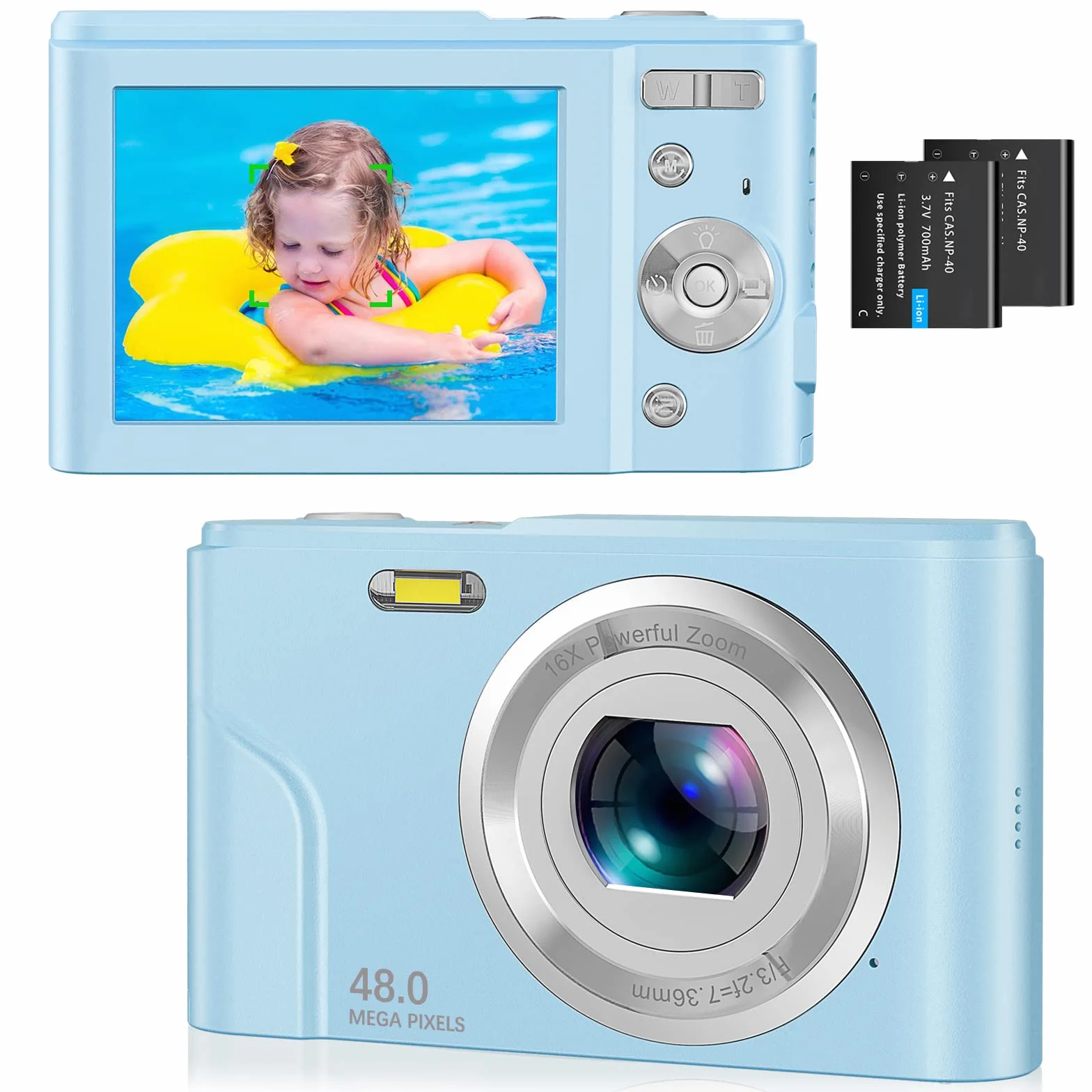 Fotocamera Digitale Autofocus con 32G Scheda 1080P 48MP Compatta 16X Zoom Stabilizzazione Immagine Fotocamere Digitali Favorire Hobby per Bambini/Studenti